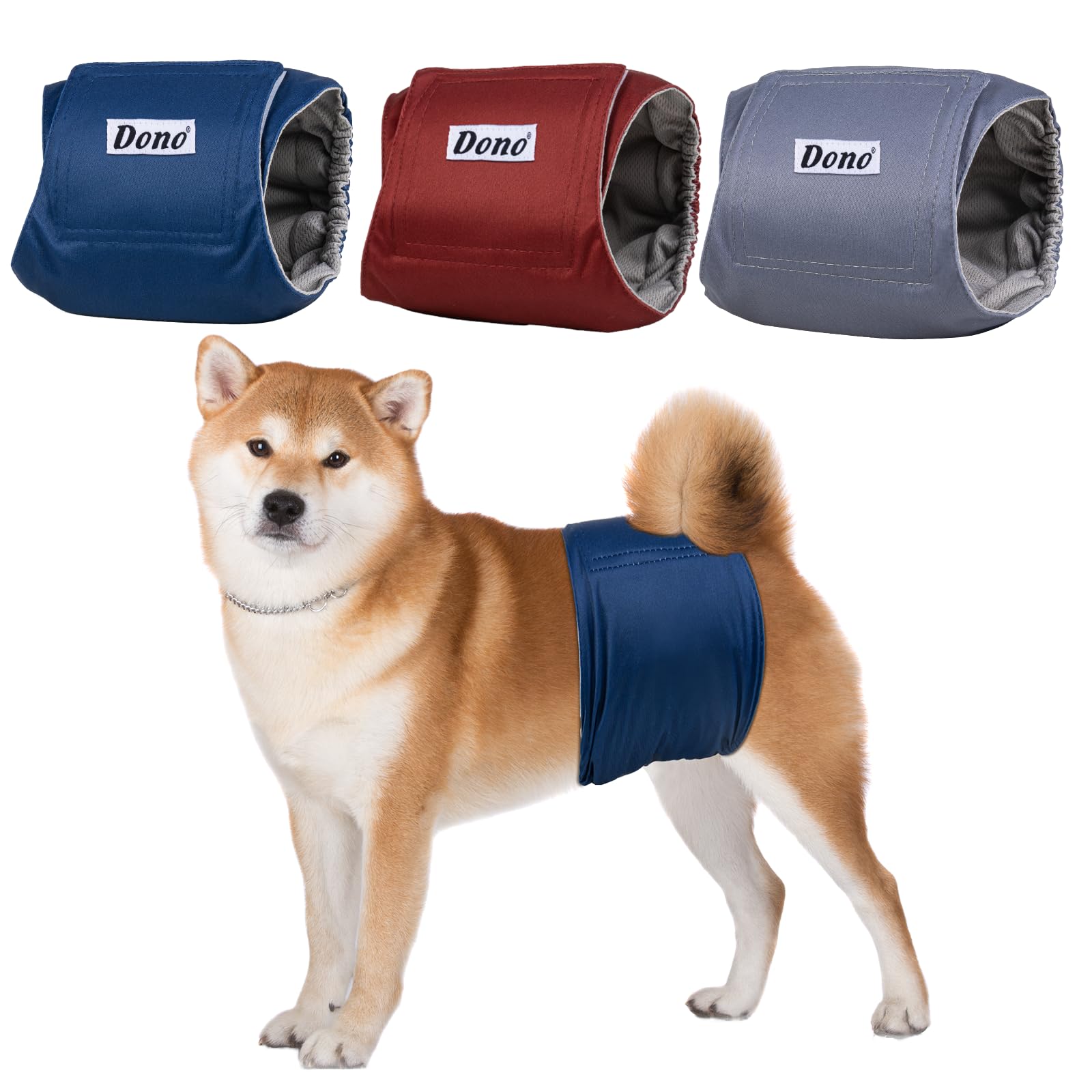 Dono Dog Belly Bands Male Reusable, 3 Pcs, Dog Nappies, Puppy Diapers, Male Wraps for Incontinence Puppy Training, Traveling