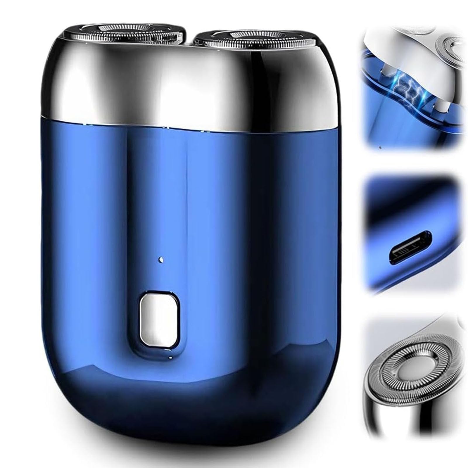 2026 New Upgrade Pocket Shaver, Rechargeable Waterproof Gradientis Color Mini Electric Shavers for Men, Washable Double Head Razor (Blue)