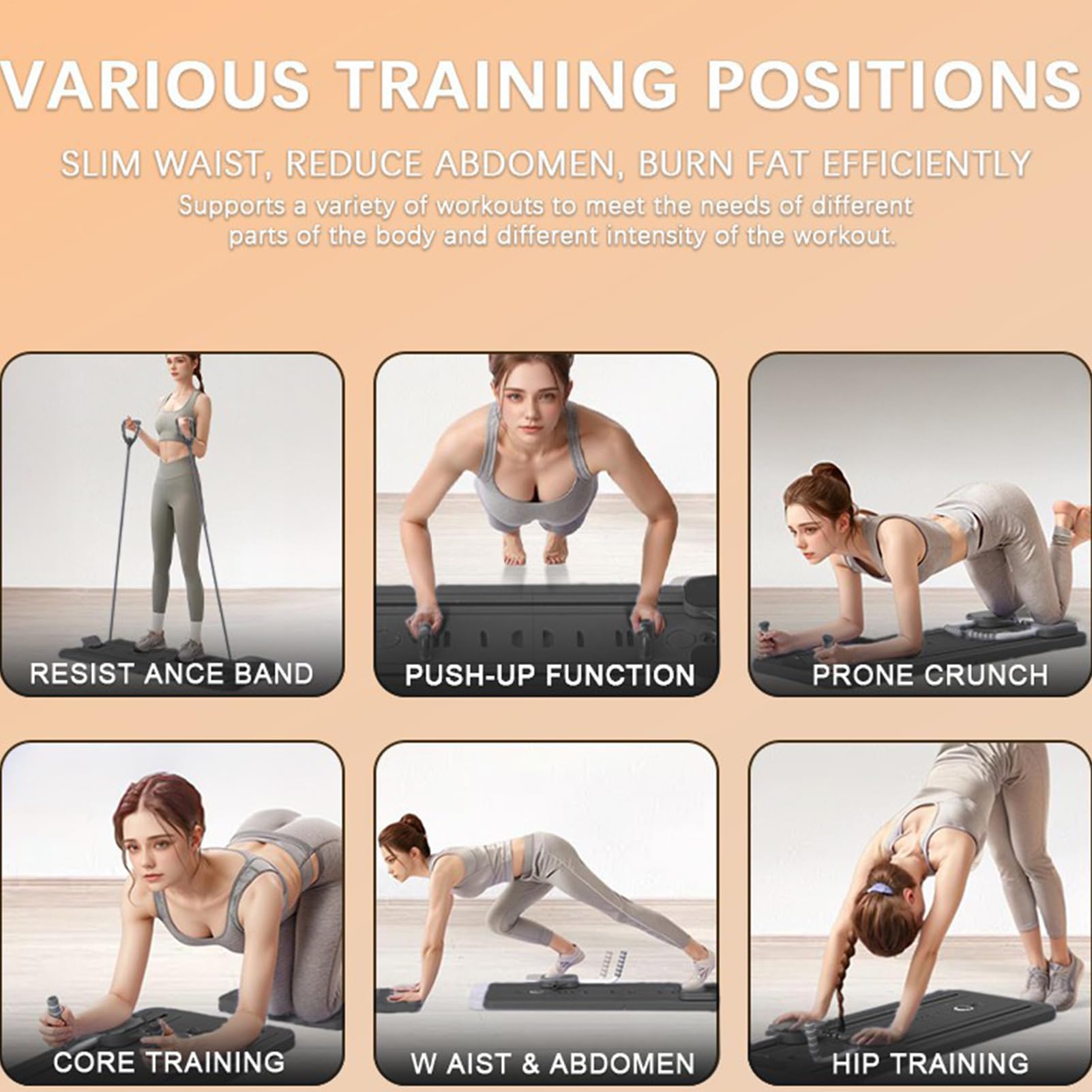 Pilates Macchina di riformazione - Attrezzature per pilates a casa regolabile, allenamento completo del corpo | Design pieghevole compatto, carrello scorrevole liscio per principianti e professionisti