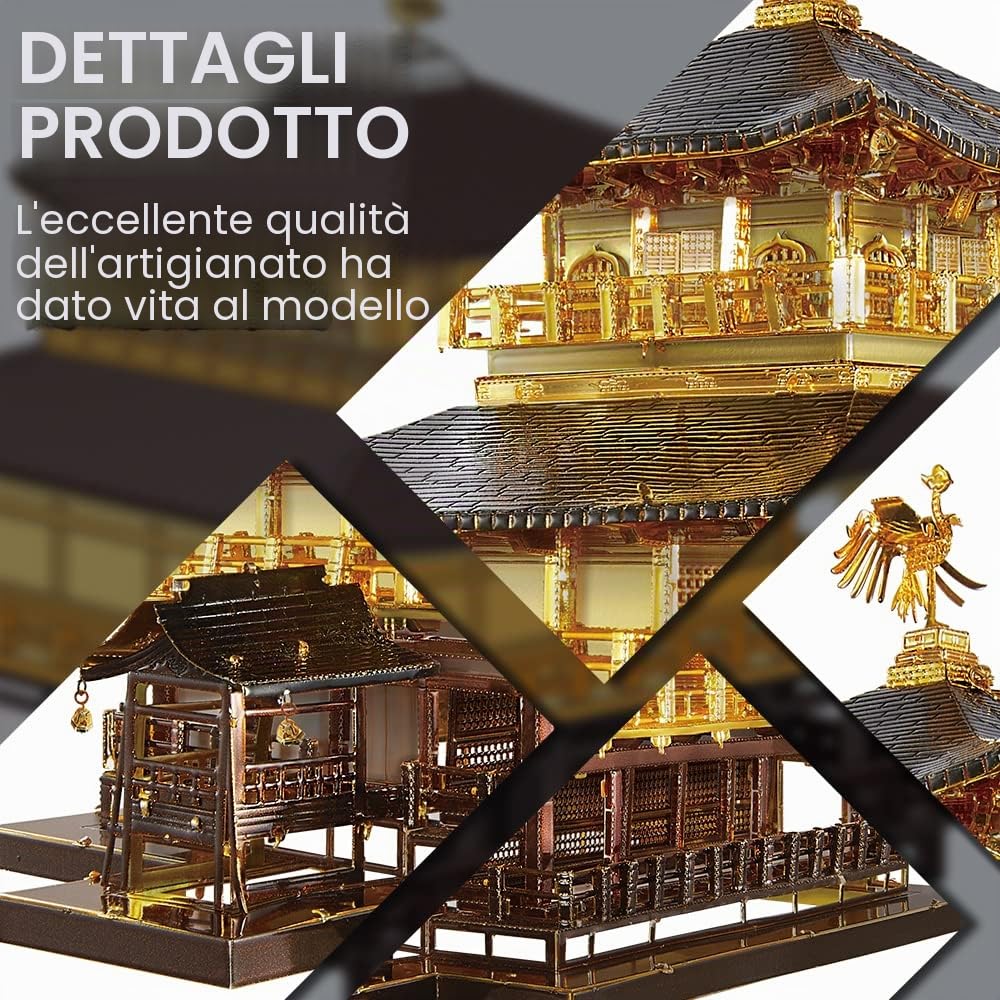 Piececool Puzzle 3D Metallo, Kinkaku-ji Modellismo Luoghi di Architettura Classica, 3D Puzzle de Paris Modellino Giocattoli per Adulti e Adolescenti,Regalo per Uomini e Donne