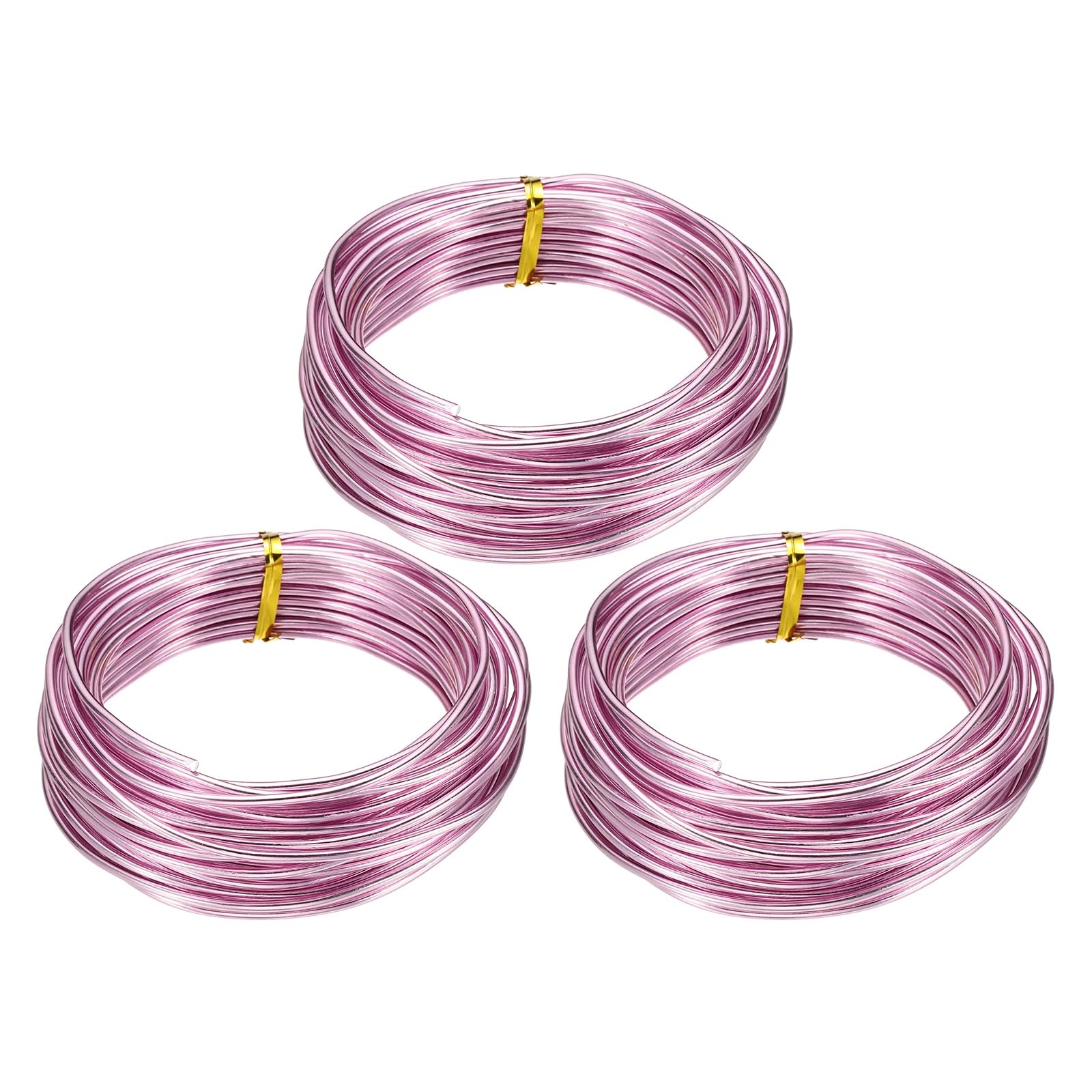 sourcing map 3 Roll Bonsai Wire 2.5mm Each Roll 32.8ft (10m) Anodized Aluminum Bonsai Wire for Gardening Tree Branch Fixing DIY Crafting, Pink