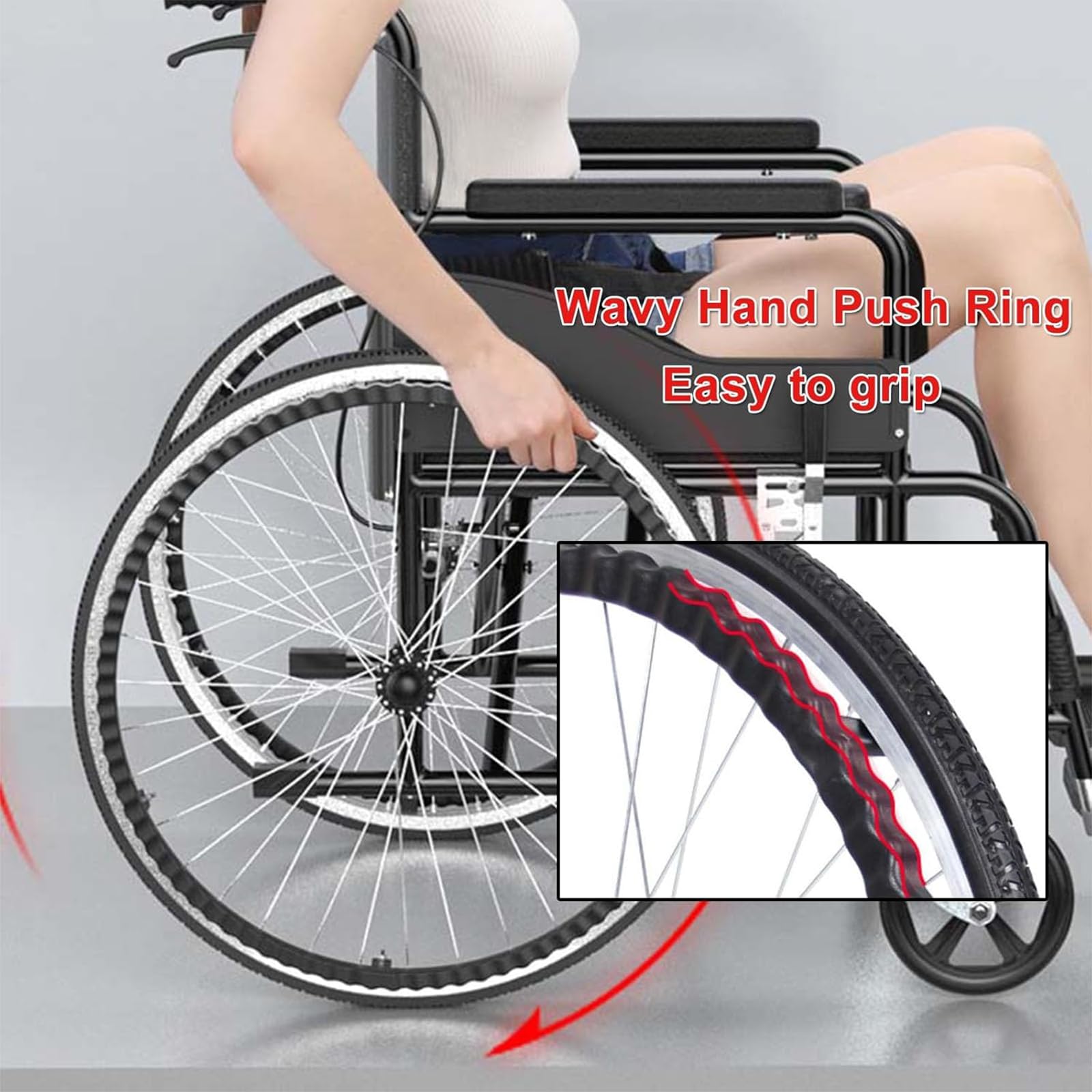 Rollstuhlräder Ersatz Hinten 24 Zoll 2Er-Set Pannensicher Solider Rollstuhl Hinterrad Ersatzteile Für Rollstühle Hinterrad rutschfest Verschleißfest Solide Rollstuhlreifen