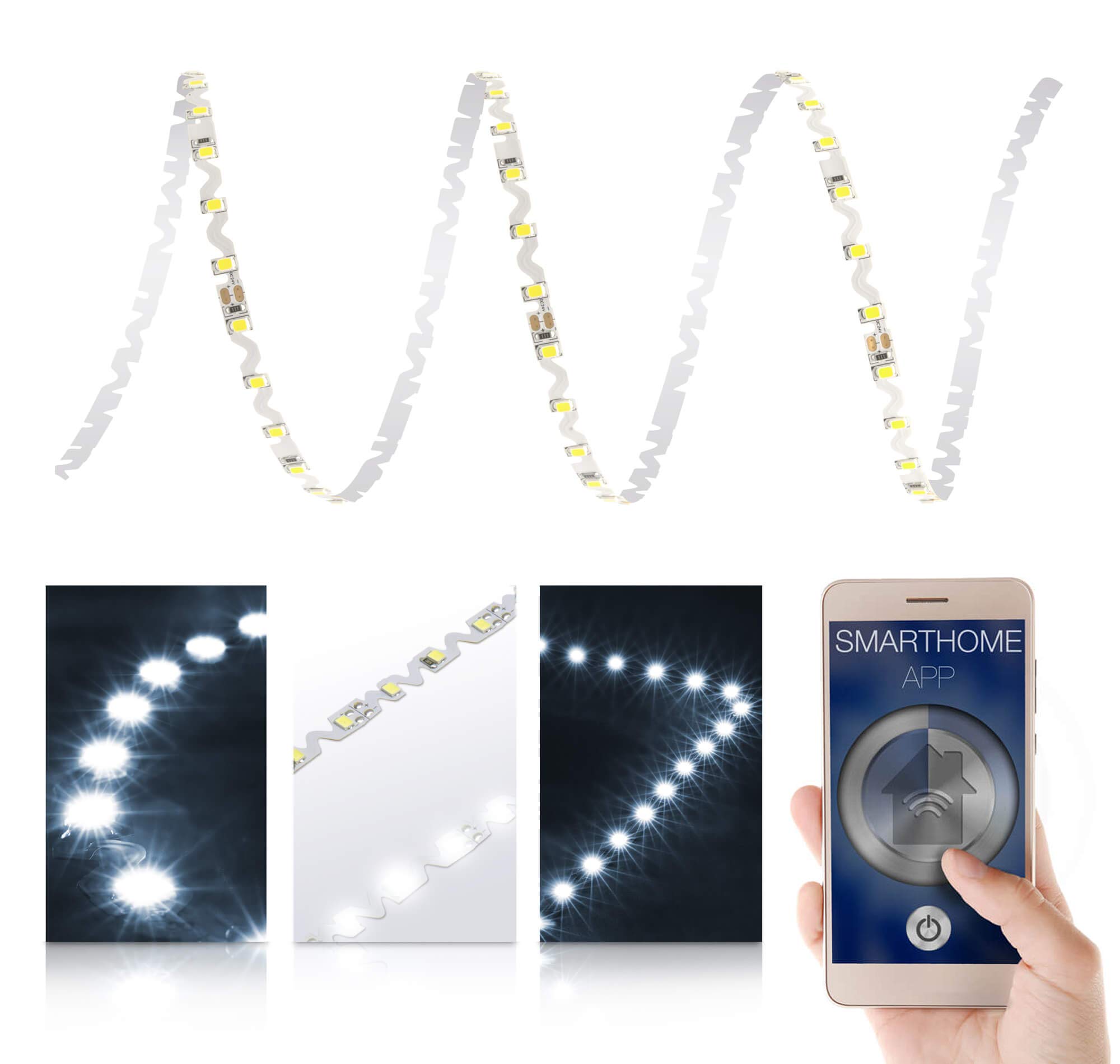 Premium 24V LED S-Shape Streifen IP20 kaltweiß 72 LED/m 2835 Smart Home-SET & Netzteil Zigbee Controller Keine Funksteuerung 3m