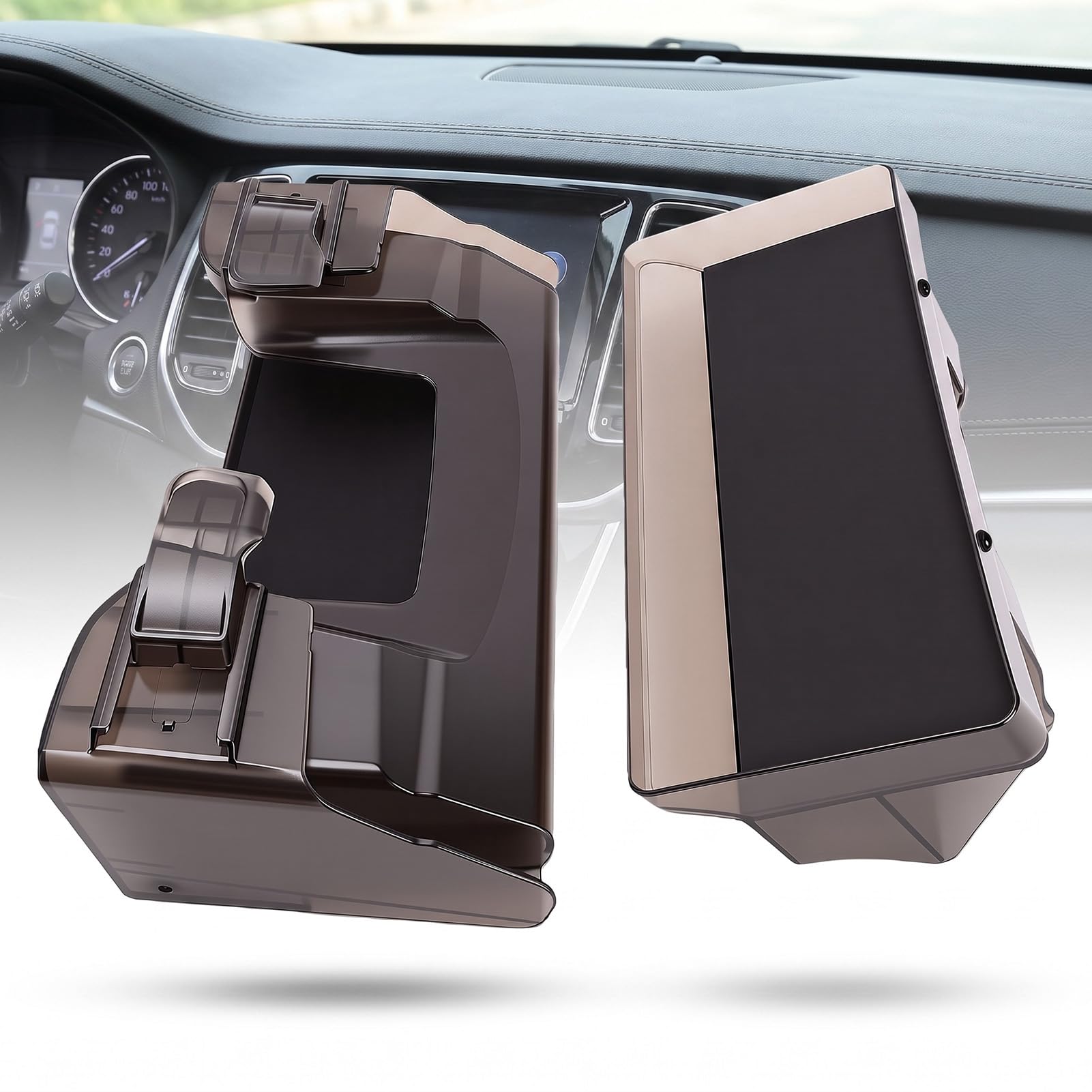 aqxreight Scatola Portaoggetti Nascosta per Console Centrale, Organizer sotto Schermo con Tappetini Antiscivolo in Silicone per Telefono Occhiali Chiavi, per Auto