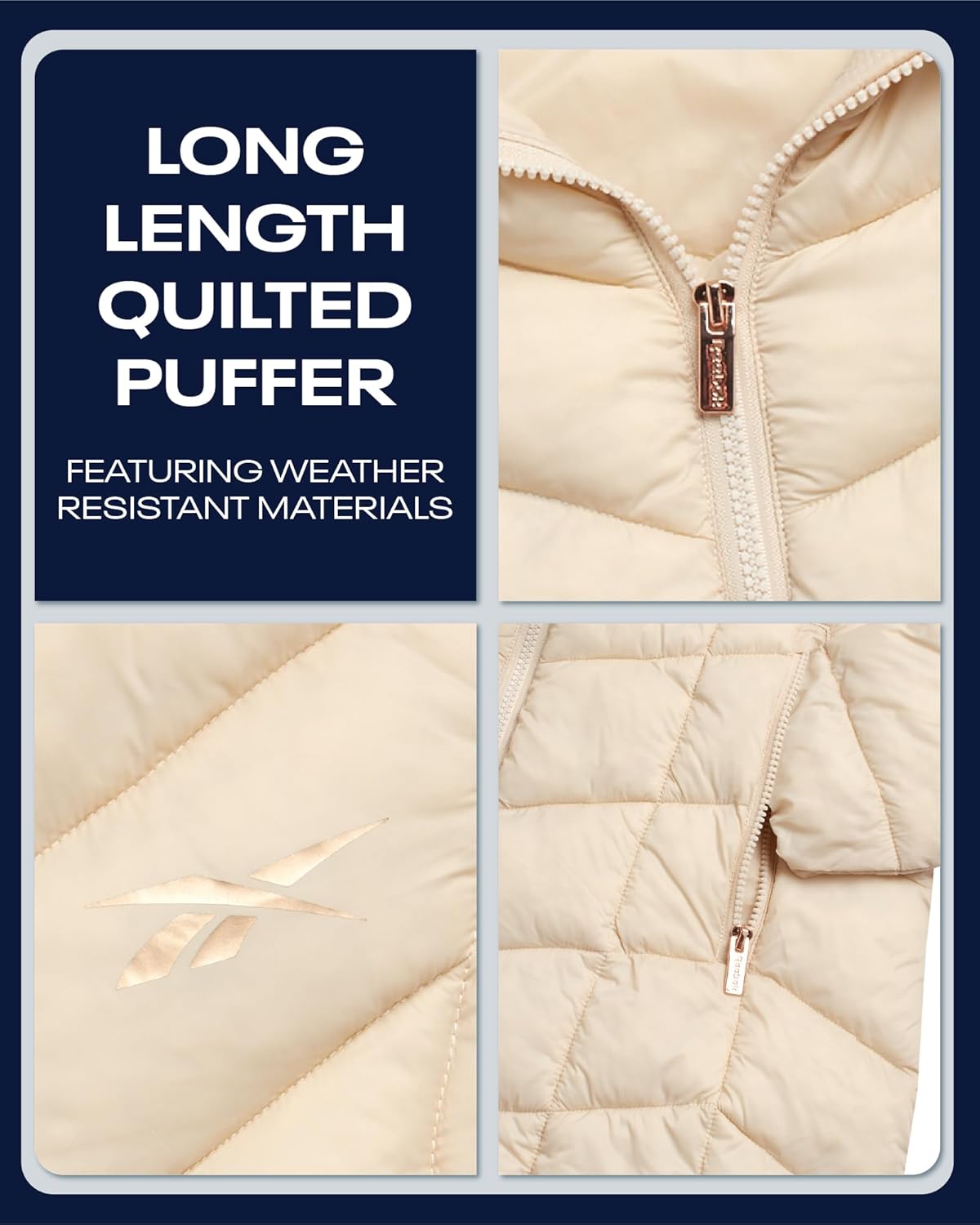 Reebok Womens Long Puffer Coat - Midweight Long Parka Length Quilted Snow Winter Jackets for Women (Also in Plus Size 1X-3X) - Image 3