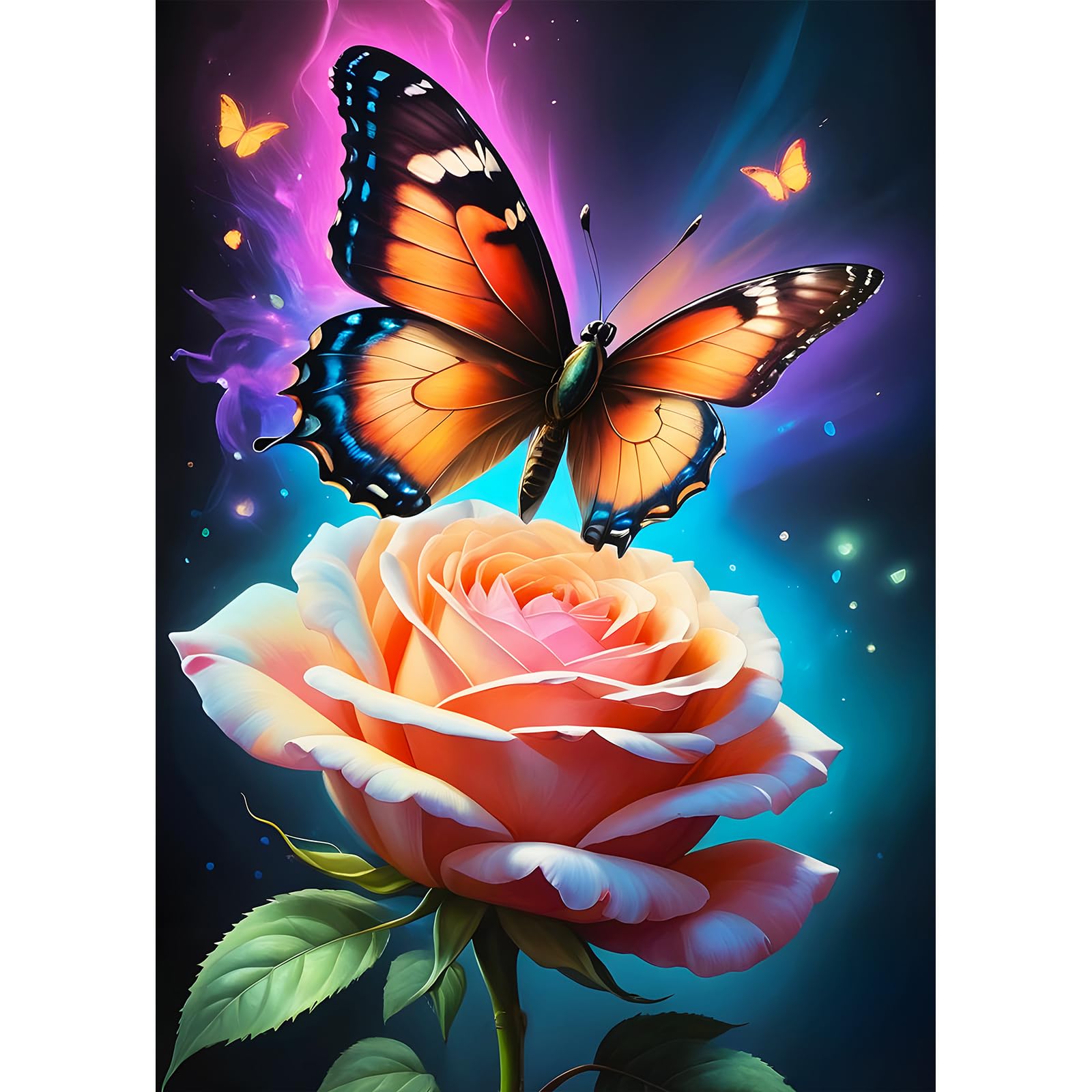 DPHERO Butterfly Diamond Painting Kits for Beginners Adults,5D DIY Pink Rose Flowers Diamond Art Kits,Round Full Drill Dreamland Art Crafts,DIY Painting by Numbers for Home Wall Decor 12x16 inch — image 1