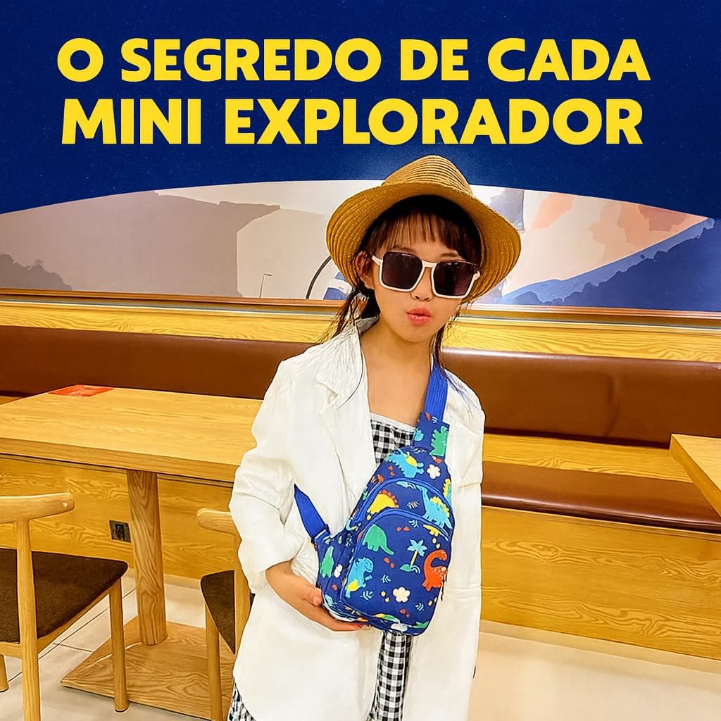 Mochila Infantil Tiracolo com Estampa Dinossauro - Mini para Viagem, Escola e Passeios, Nylon Leve e Ajustável, Estampa Cartoon Dino Mochila Infantil Tiracolo com Estampa Dinossauro - Mini para Viagem, Escola e Passeios, Nylon Leve e Ajustável, Estampa Cartoon Dino
