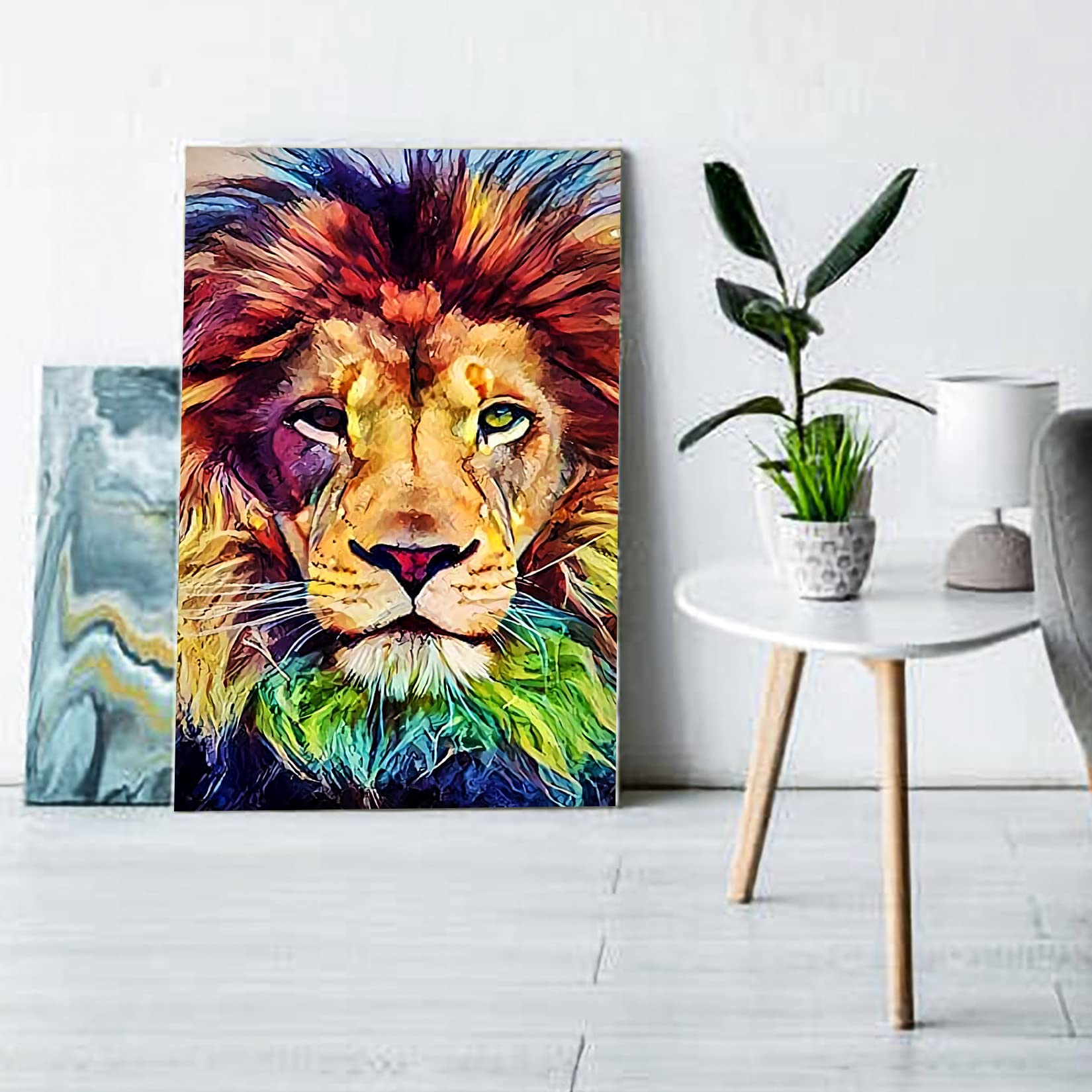 Kit Pittura A Mosaico Con Diamanti - Motivo Leone, 30x40 Cm, Con Diamanti 5D E Attrezzi - Foto 9