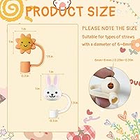 Vista 5 de Tapas de pajilla, bonitas fundas de silicona para popotes, protectores de pajilla, cubierta portátil para puntas de pajilla, tapa de popote