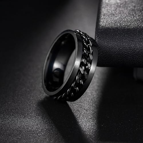 Miniatura 2 de Mens Fidget Rings Anxiety Spinner Rings for Men Classic Chain Rings for Women Teen Titanium Steel Ring