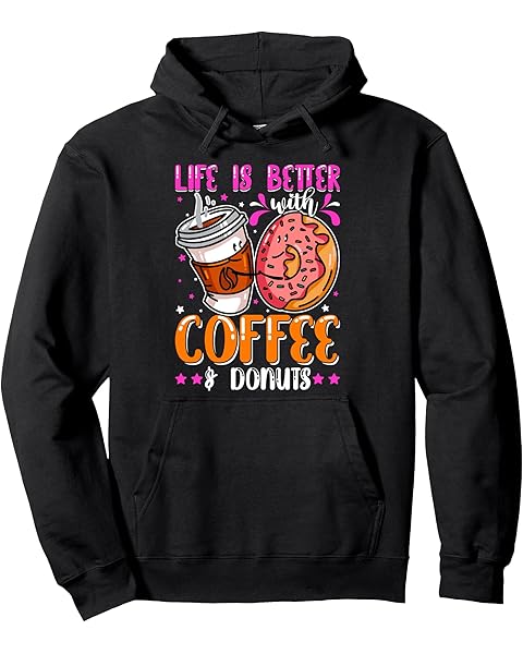Funny Coffee And Donuts Lover Day Boys Girls Son Daughter Pullover Hoodie