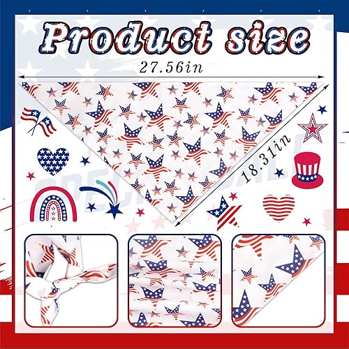 Miniatura 2 de ALIBBON 2 pañuelos patrióticos para perros, 4 de julio, bandanas para perros, diseño de bandera estadounidense de estrellas, bufandas triangulares