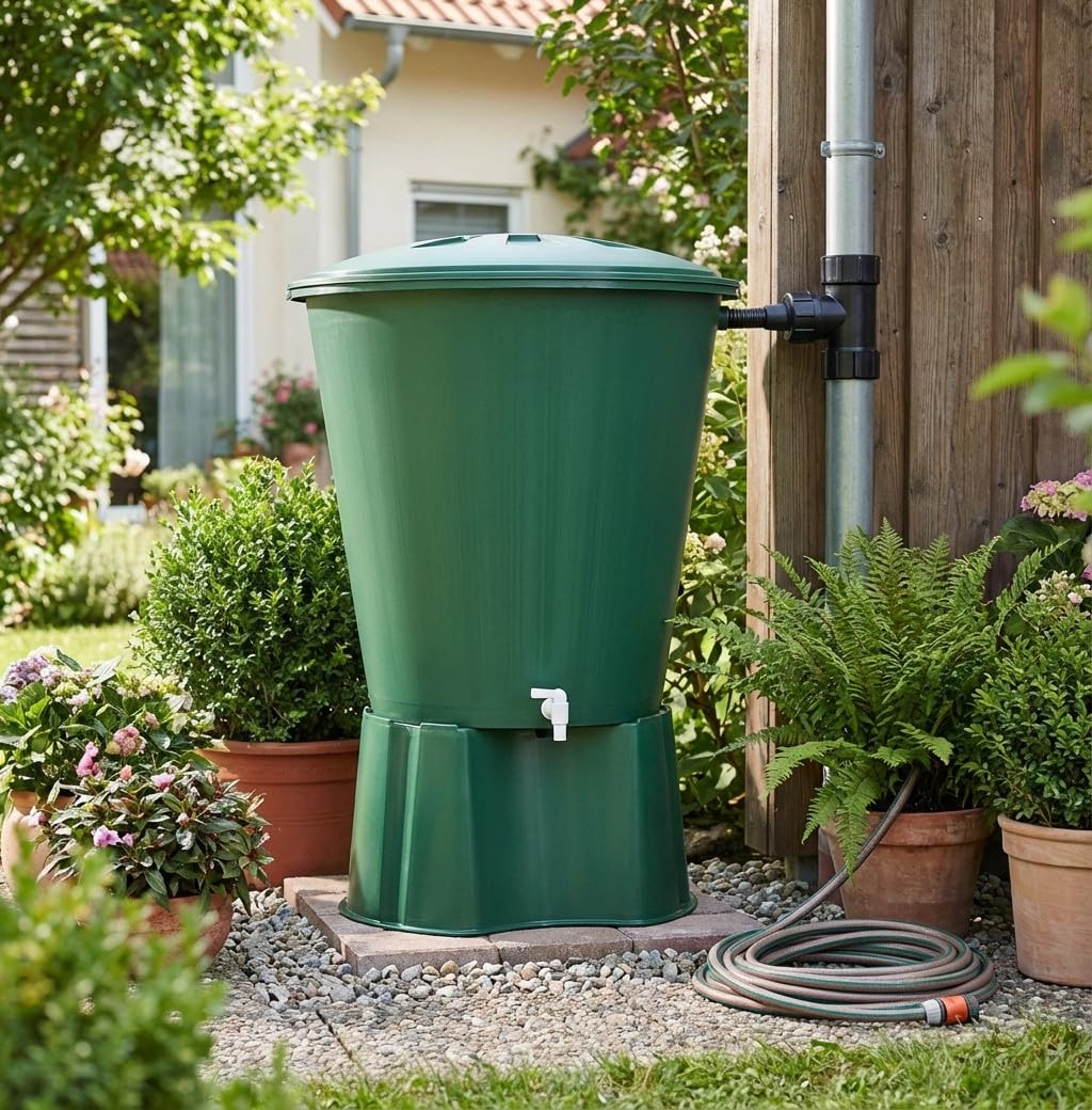 DEPÓSITO DE Agua de Polipropileno 500 litros para Agua de Lluvia. Incluye Tapadera + Base. Diámetro 100 cm, Alto 110 cm