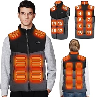 Heated Vest for Men Women -17 Heating Zones Electric Warming Vest Heated Clothing (Battery Not Include)