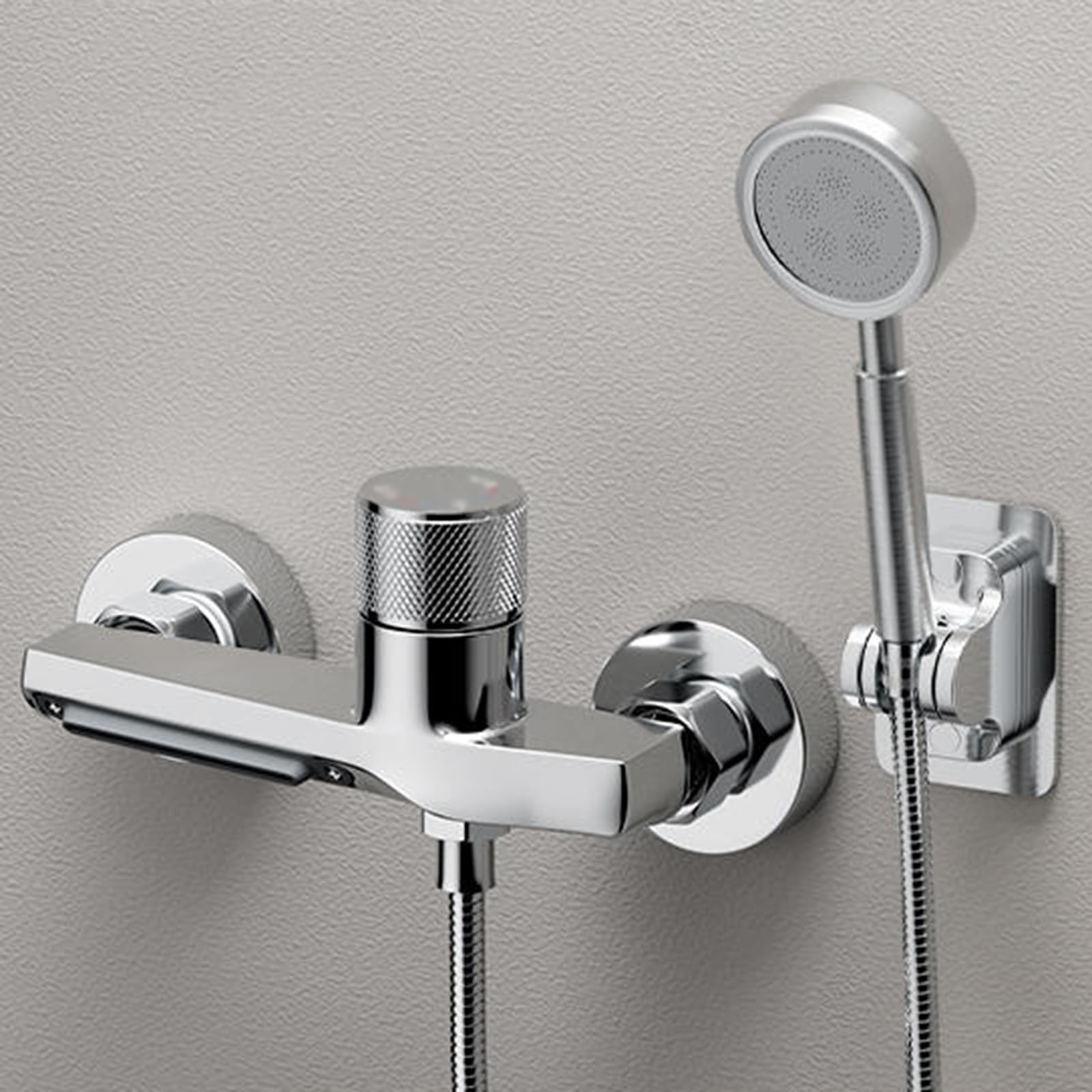Ensemble de douche et mitigeur de salle de bain argenté à poignée unique