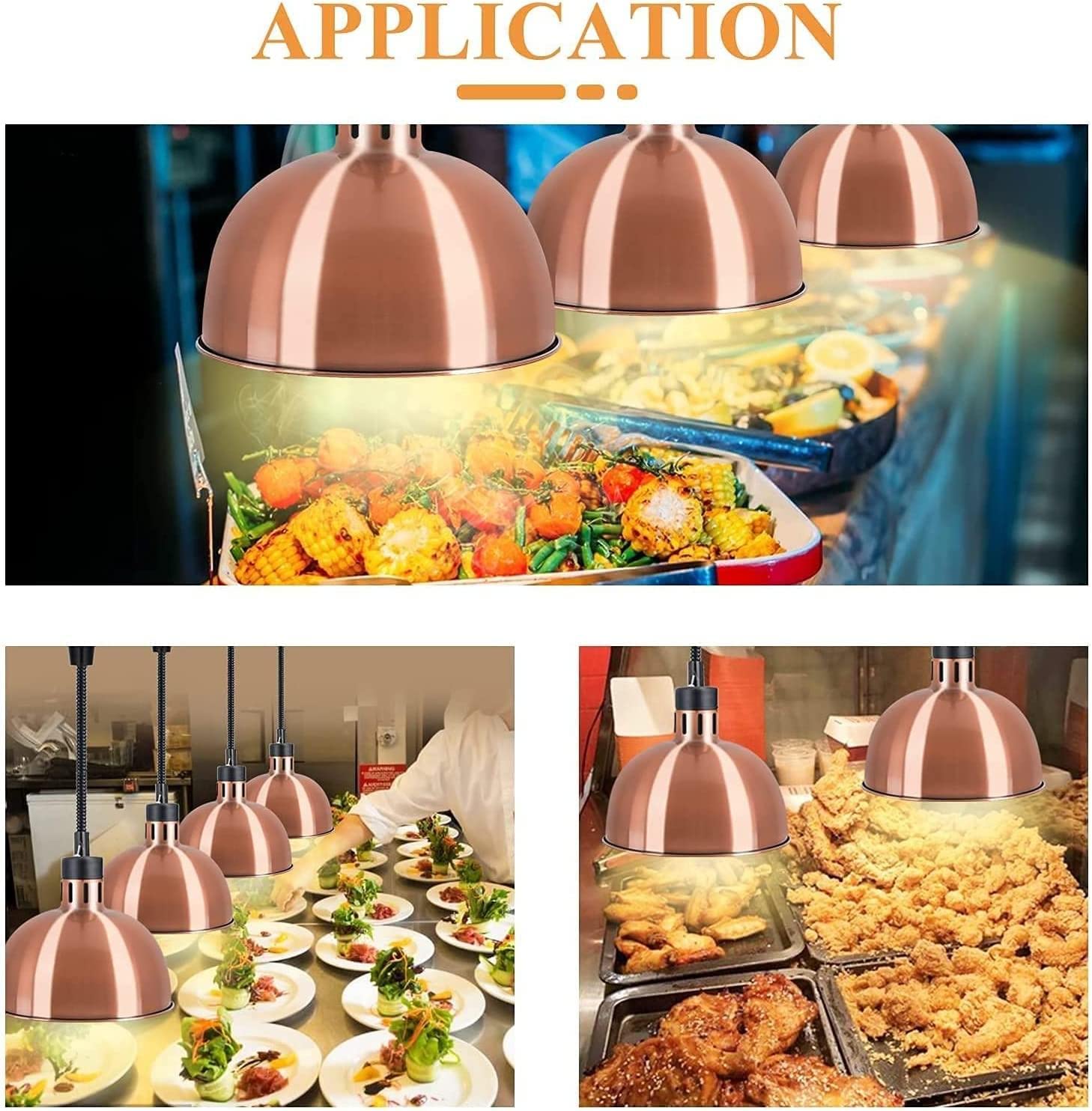 Scaldavivande commerciali 250 W - Lampada termica regolabile da appendere per ristoranti, lampada riscaldante per servizi alimentari con portata di 60-180 mm - Forniture per ristoranti