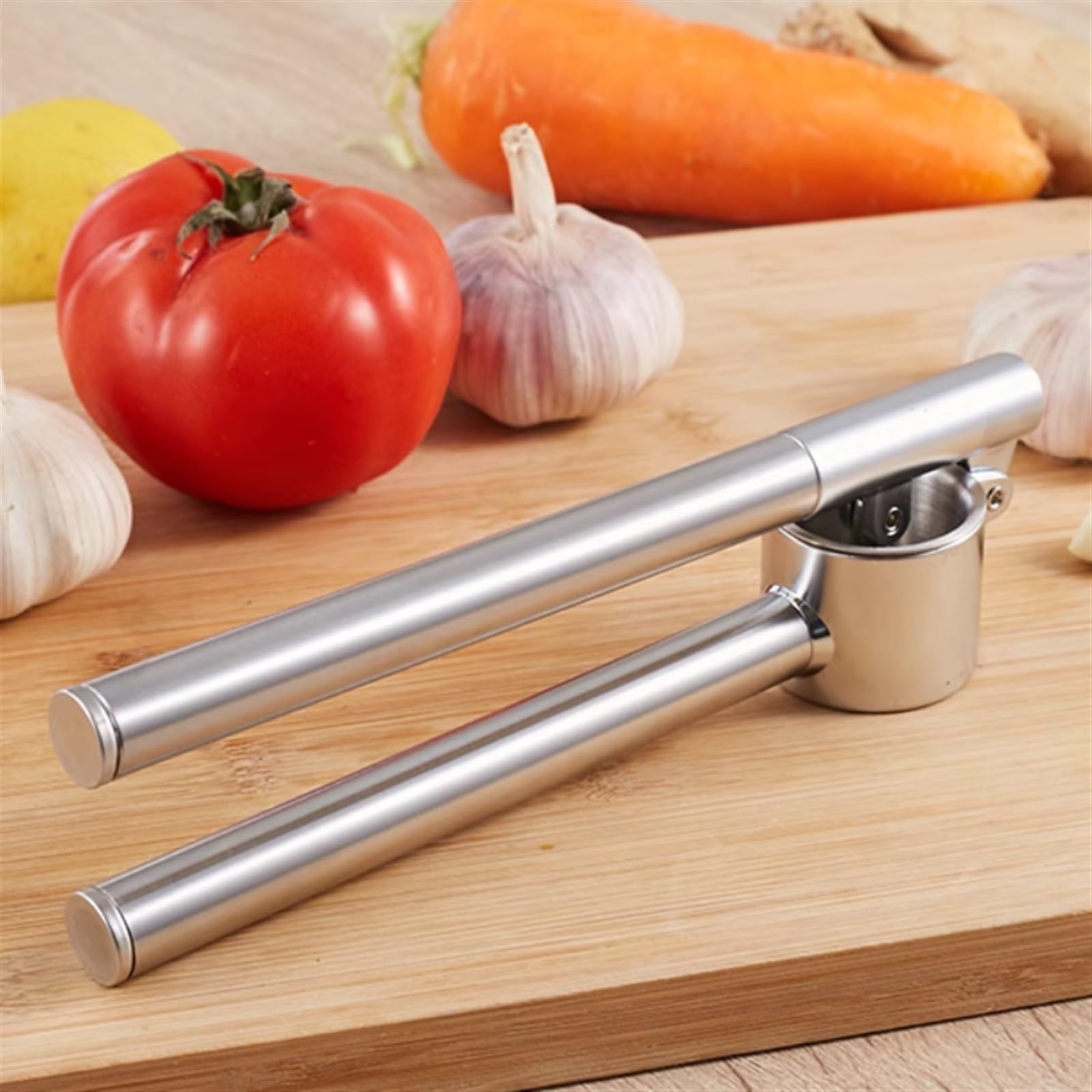 Prensa para ajos, Pelador de ajos, trituradora fácil apretar, manual portátil, apto for lavavajillas, herramienta cocina inoxidable(19.7cm)
