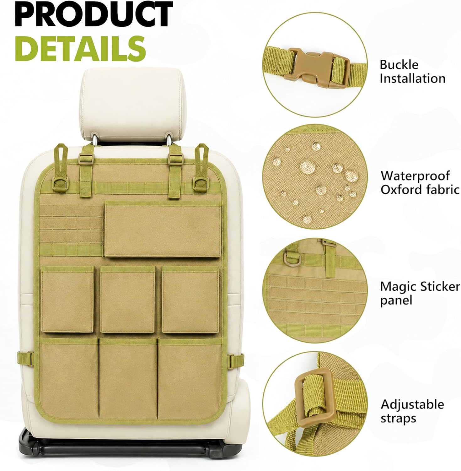Tactical Car Seat Back Organizer (Khaki) image 4