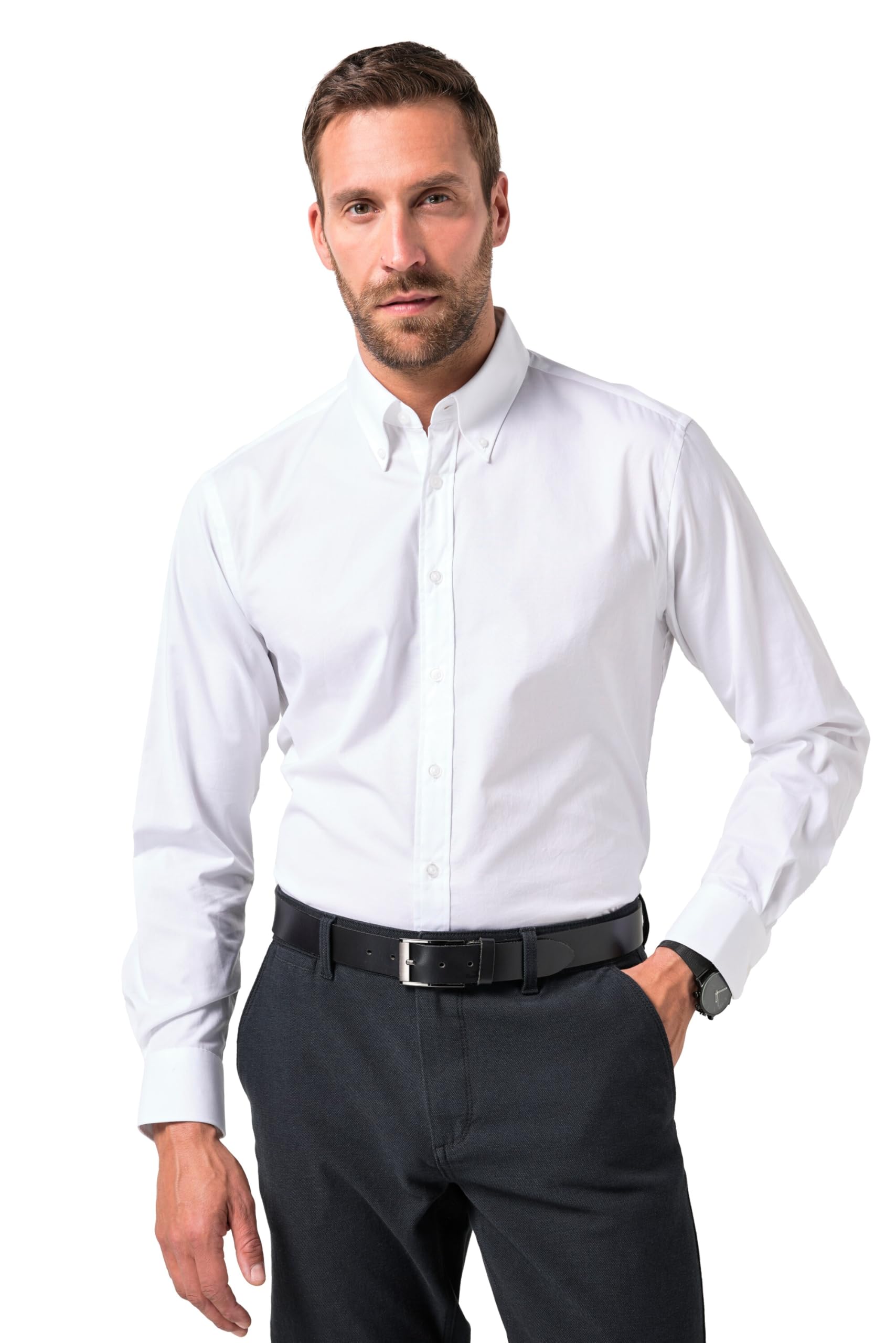 JP 1880 Herren große Größen Übergrößen Menswear L-8XL Hemd, FLEXNAMIC®, Buttondown-Kragen, Modern Fit 842987