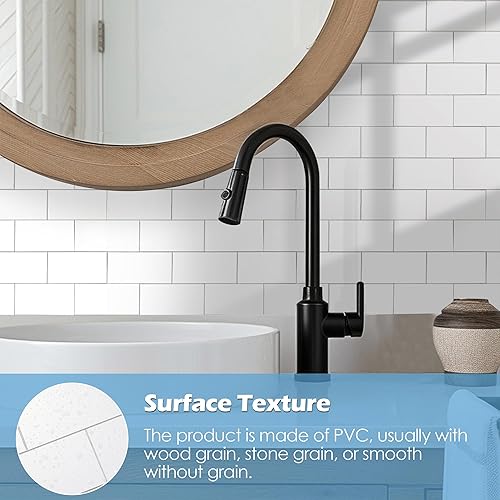 Vista 216 de Paquete de 1 lámina de revestimiento autoadhesivo de 12 x 12 pulgadas, baldosa de pared de PVC para cocina, baño, chimenea, mesa de lavandería o gris