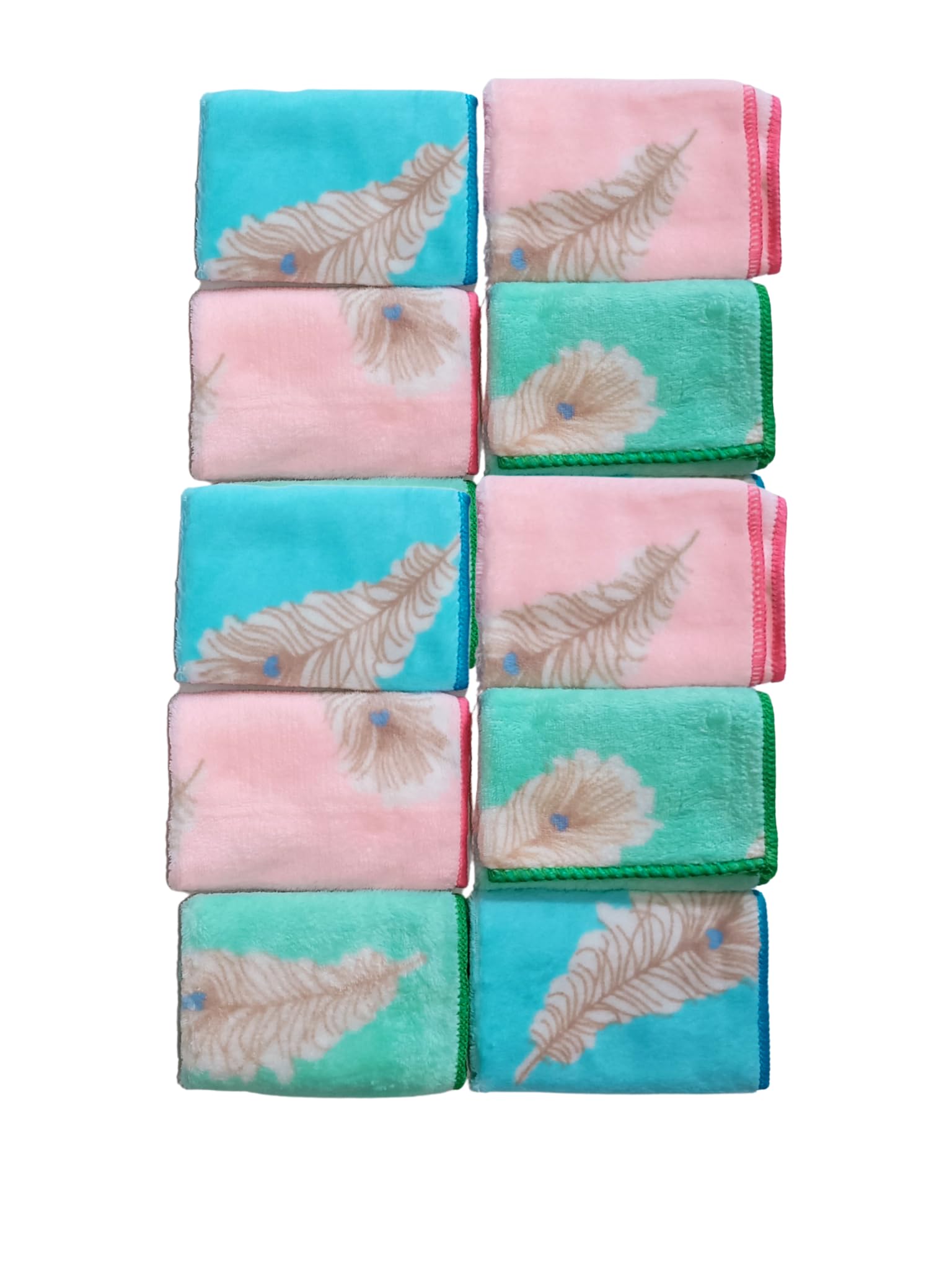 Microfiber Face Towel Handkerchief Rumal 350GSM Extra Soft and Super Absorbent mor pank Printed Face Towels for girls Women's, Kids and Newborn Babies Set of 10 Multicolor-image-38