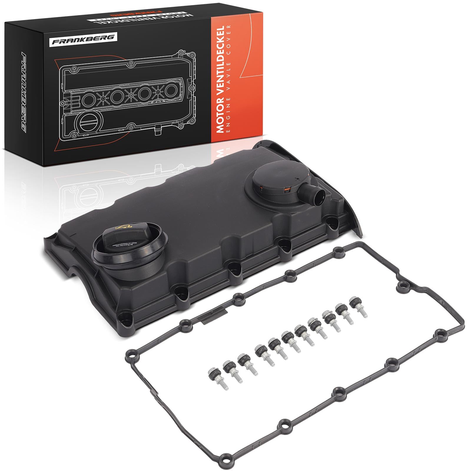 Frankberg Tapa de la culata tapa de válvulas 03G103469B | con tornillo ASA Juego de juntas para tapa de válvulas; Compatible con: A4 8EC, A6 4F2, A6 Avant 4F5, A4 Avant 8ED