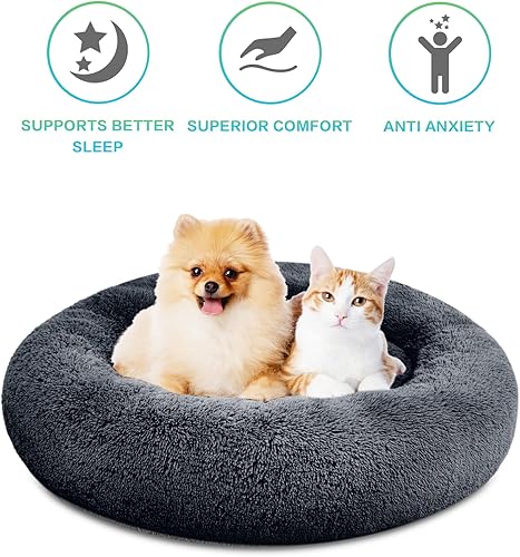Miniatura 2 de SAVFOX Cama calmante para perros, cama antiansiedad, cama de perro de felpa para perros pequeños, tamaño mediano, grande y XL, cama suave y cómoda