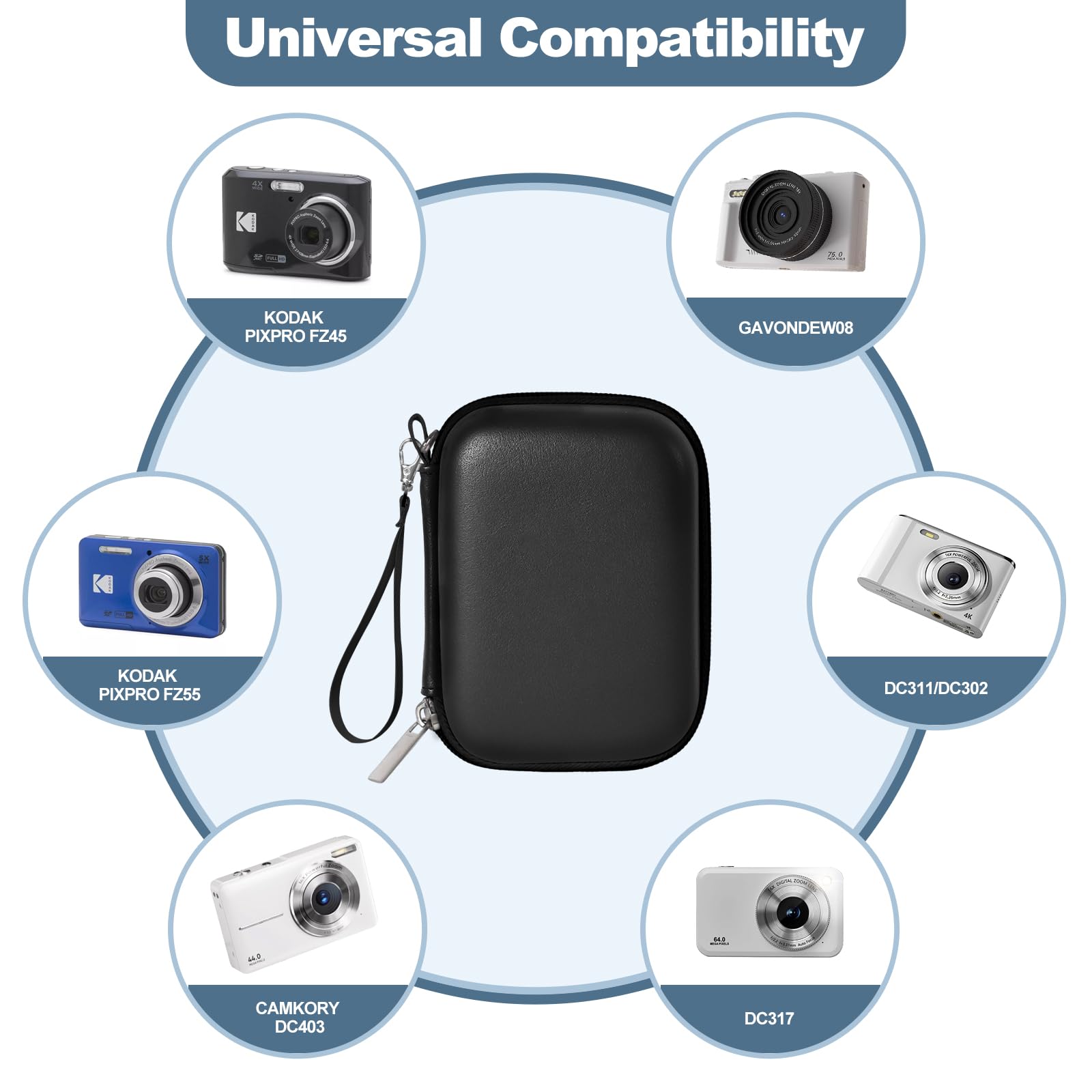 Waterproof Digital Camera Case,Suitable for Kodak Pixpro Fz45/Fz55/Canon Powershot Elph 360 Case/G7x/Ixy/Laser Printer/Camkory/Masterbee/Sony Cyber-shot DSC-RX100,Rose Gold camera case (Black)