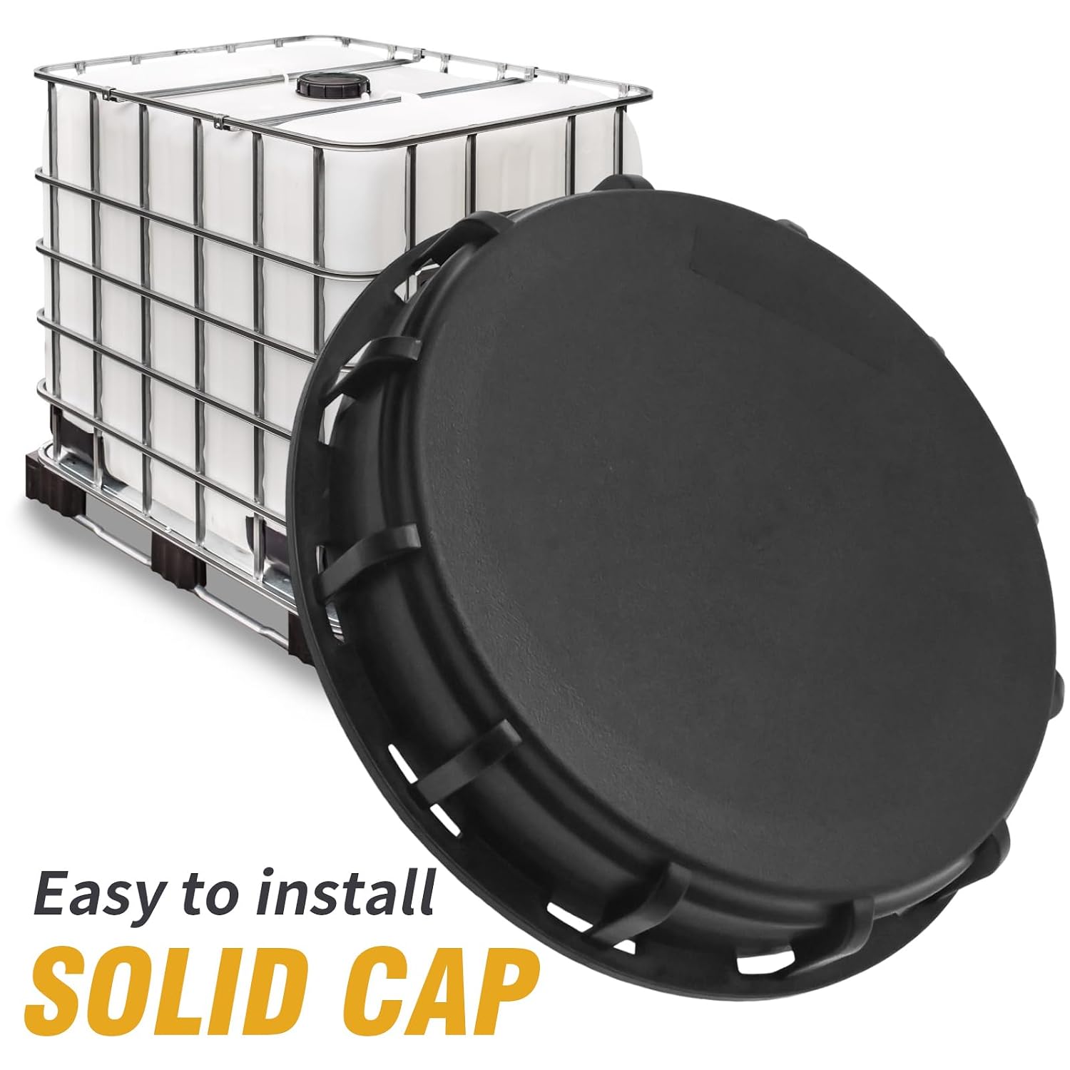 EATAKWARD 2Pcs Black IBC Portable Tote Lid Cover, 6" IBC Tank Water Liquid Tank Cap with Gasket, Water Storage Tank Lid Adaptor for Food Industries Storage