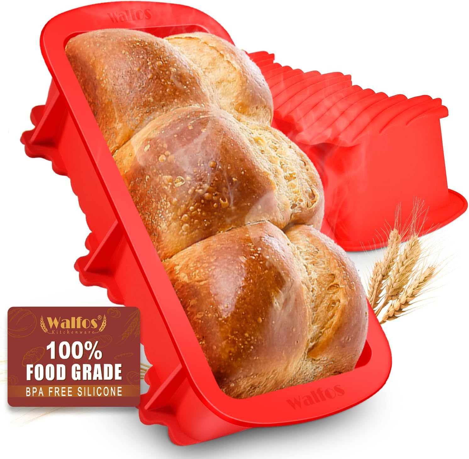 Walfos Silicone Loaf Tins, NonStick & Heat Resistant Loaf Pans for