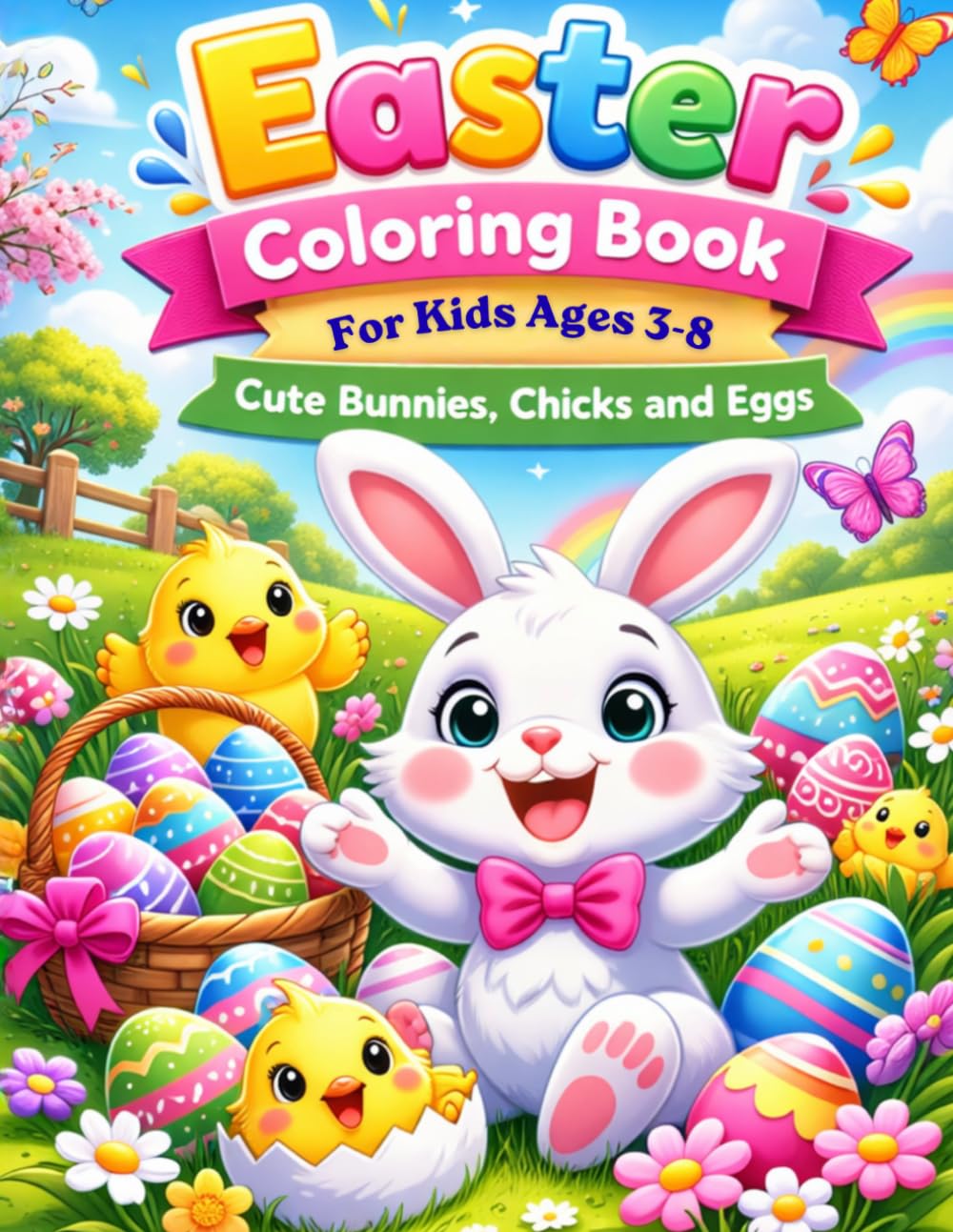 EASTER COLORING BOOK: Cute Bunnies,Chicks and Eggs