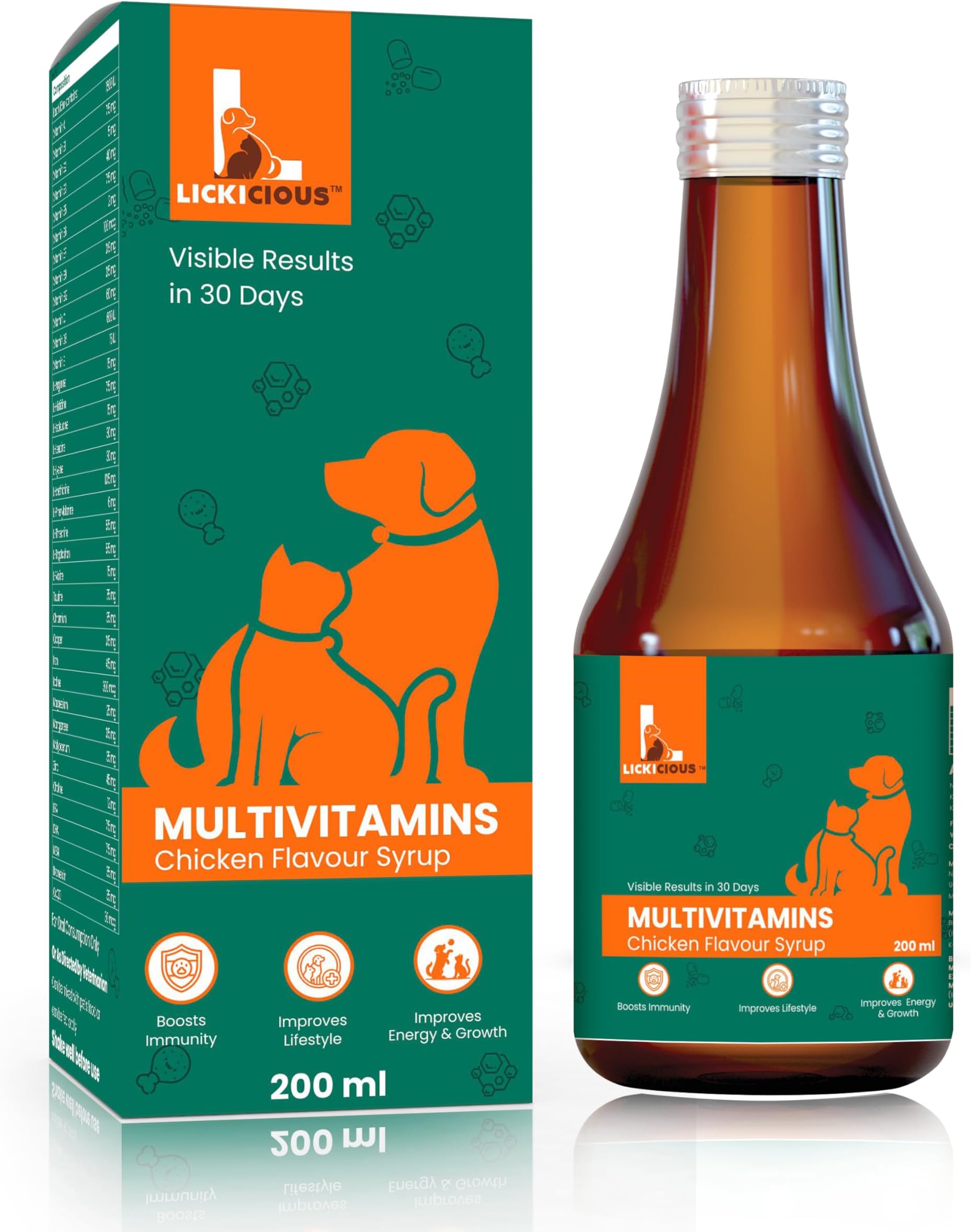LICKICIOUS Multivitamin Chicken Flavour Syrup with 36 Active Ingredients - 200ml