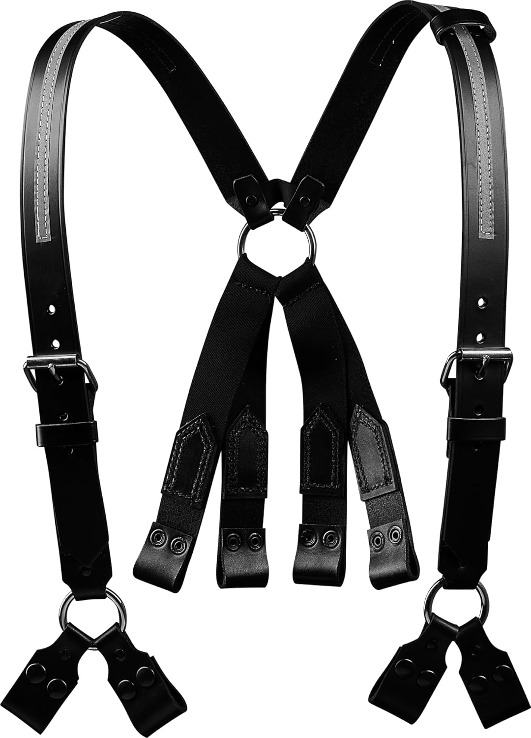 JAY-PEE Firefighter Leather Suspenders with Loop Attachment 8-Point Connection Suspenders with Adjustable Straps