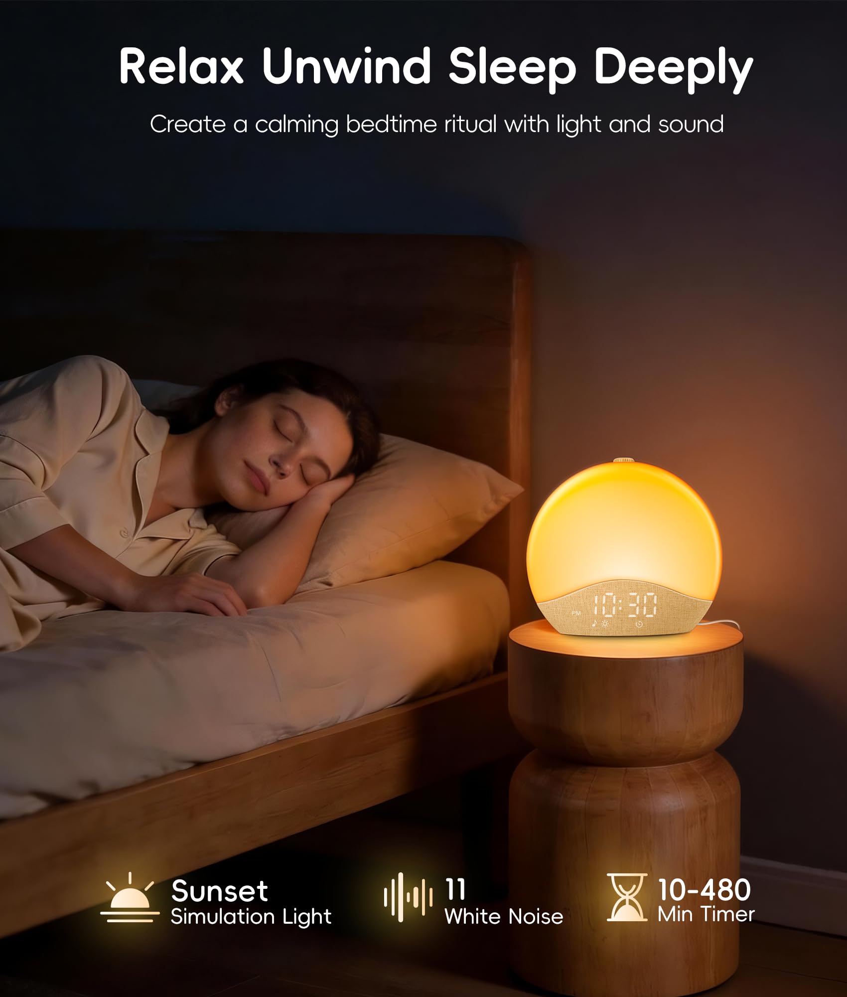 SHE‘ll SLEEP 「See The Light」 Amazon.com: ecozy Sunrise Alarm Clock for Bedroom, White Noise