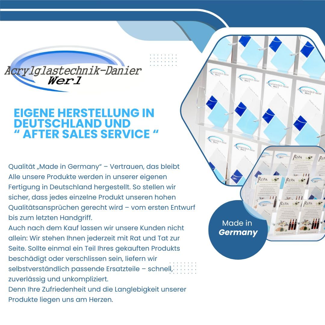6-Fach Flyerhalter Prospektwandhalter DIN LANG,DIN A6,1/3A4 Flyer