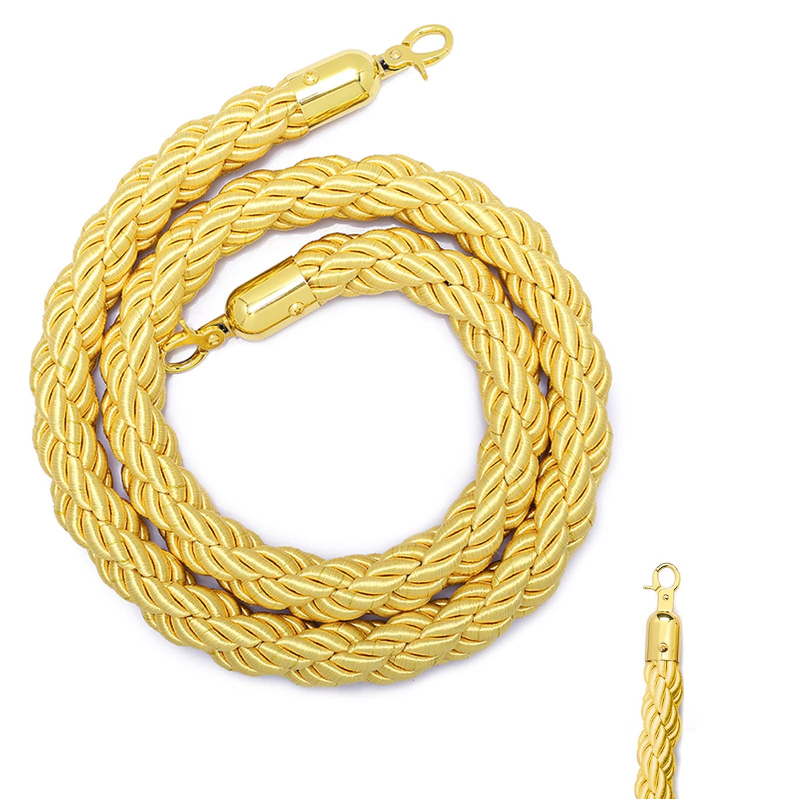 Corde de guidage en nylon avec crochets dorés, corde de sécurité pour contrôler la foule dans l'industrie, pour événements de fête, fêtes d'anniversaire, spectacles automobiles, doré, 0,6 m