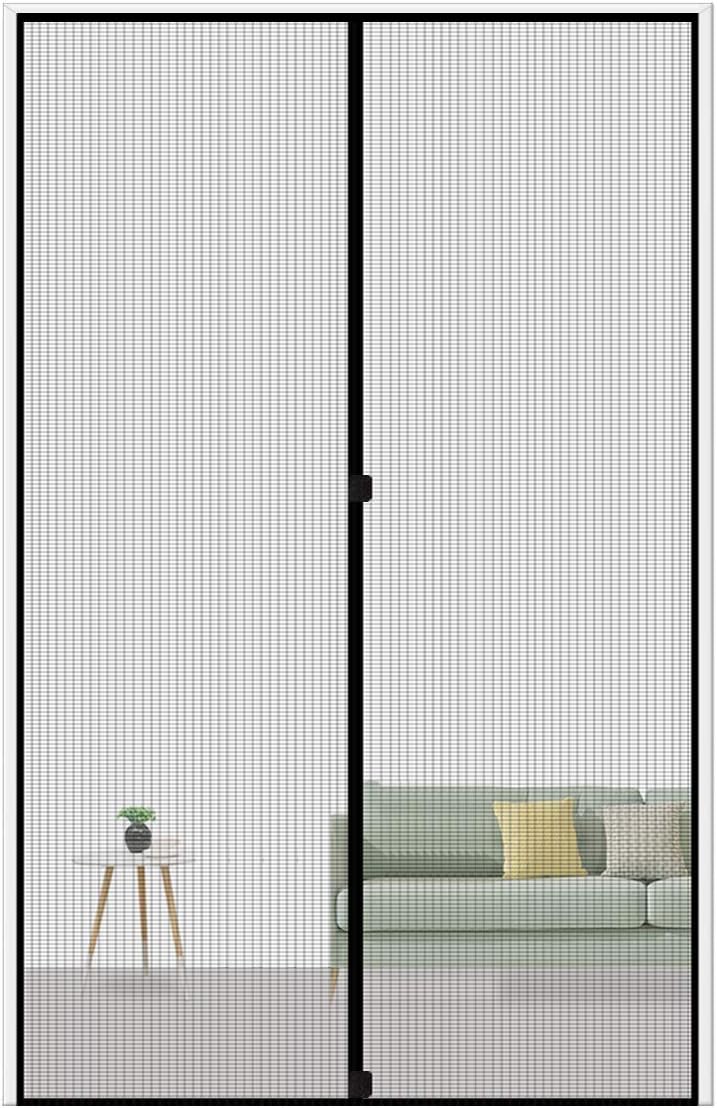 MAGZO Magnetic Screen Door 36 x 82, Reinforced Fiberglass Mesh Curtain Front Door Mesh with Full Frame Hook&Loop Fits Door Size up to 36"x82" Max-Grey - - 