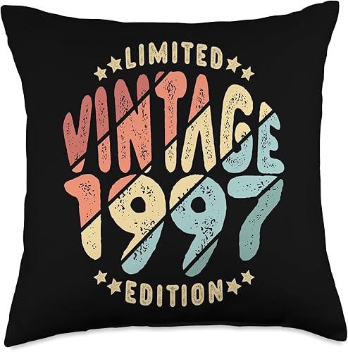 Age 27 Vintage 1997 Men Women 27th Birthday Gifts Vintage 1997 Limited Edition 27 años Retro 27th Birthday - Almohada de 18 x 18 pulgadas, multicolor