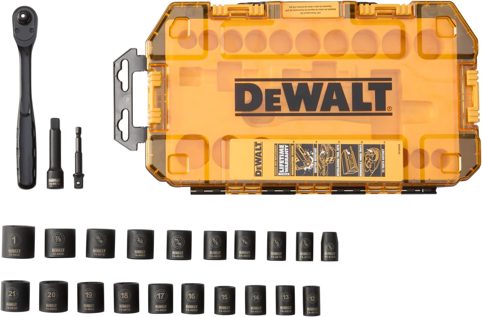 Impact Socket Set, 23-Piece, 3/8" Drive Metric/Sae (Dwmt74738)