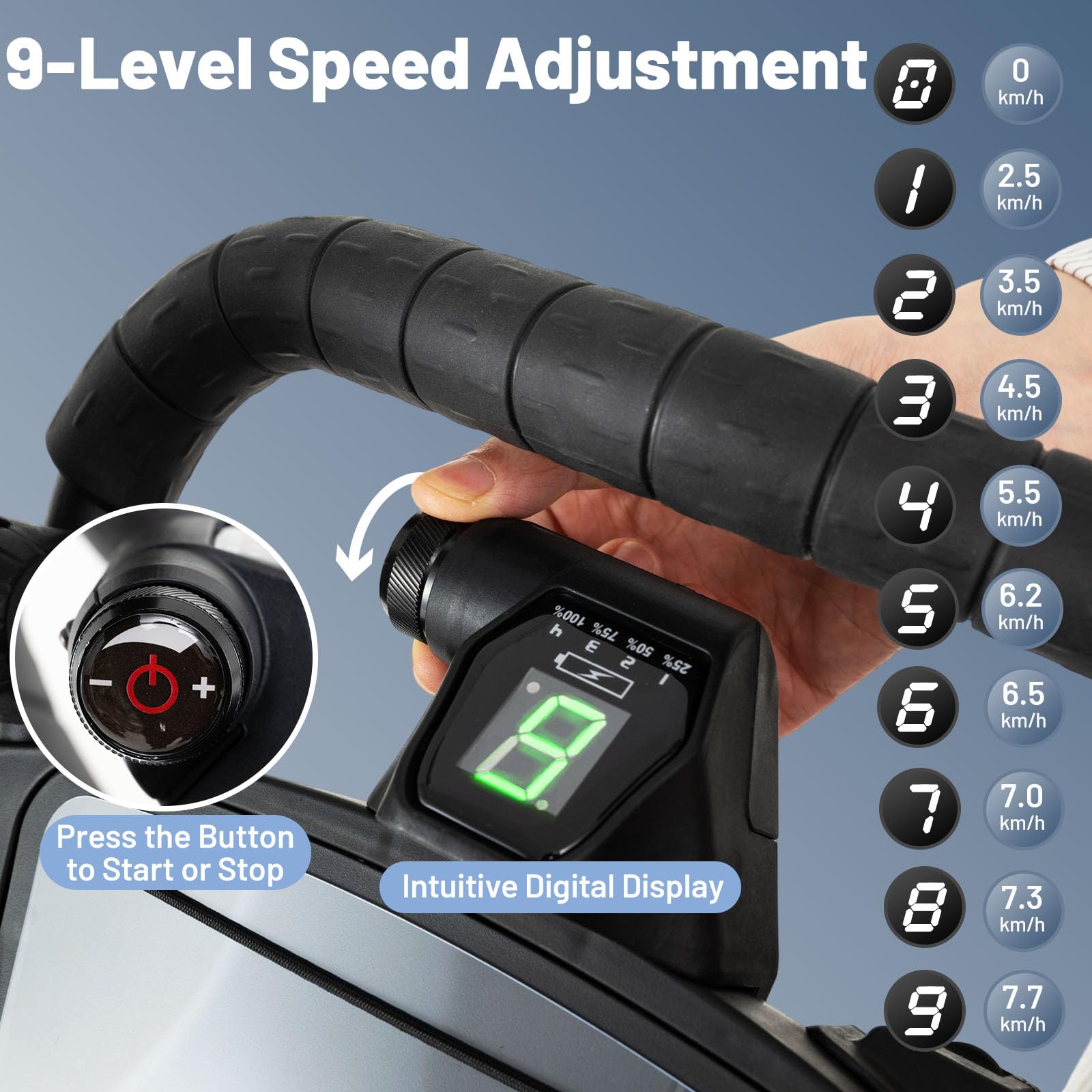 LIFEZEAL 3 Rad Elektrischer Golftrolley, Faltbarer Push Golf Trolley mit 9 Geschwindigkeitsstufen, Golfwagen Elektro mit Becherhalter, Kartenhalter und USB-Port