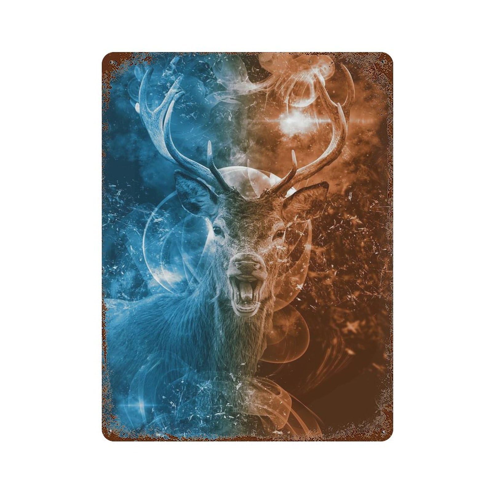 Rust Effect Deer Are Weathered Tin Sign 15.7"x11.8", Farmhouse Wall Decor for Farmhouse, Kitchen And Entryway Decor