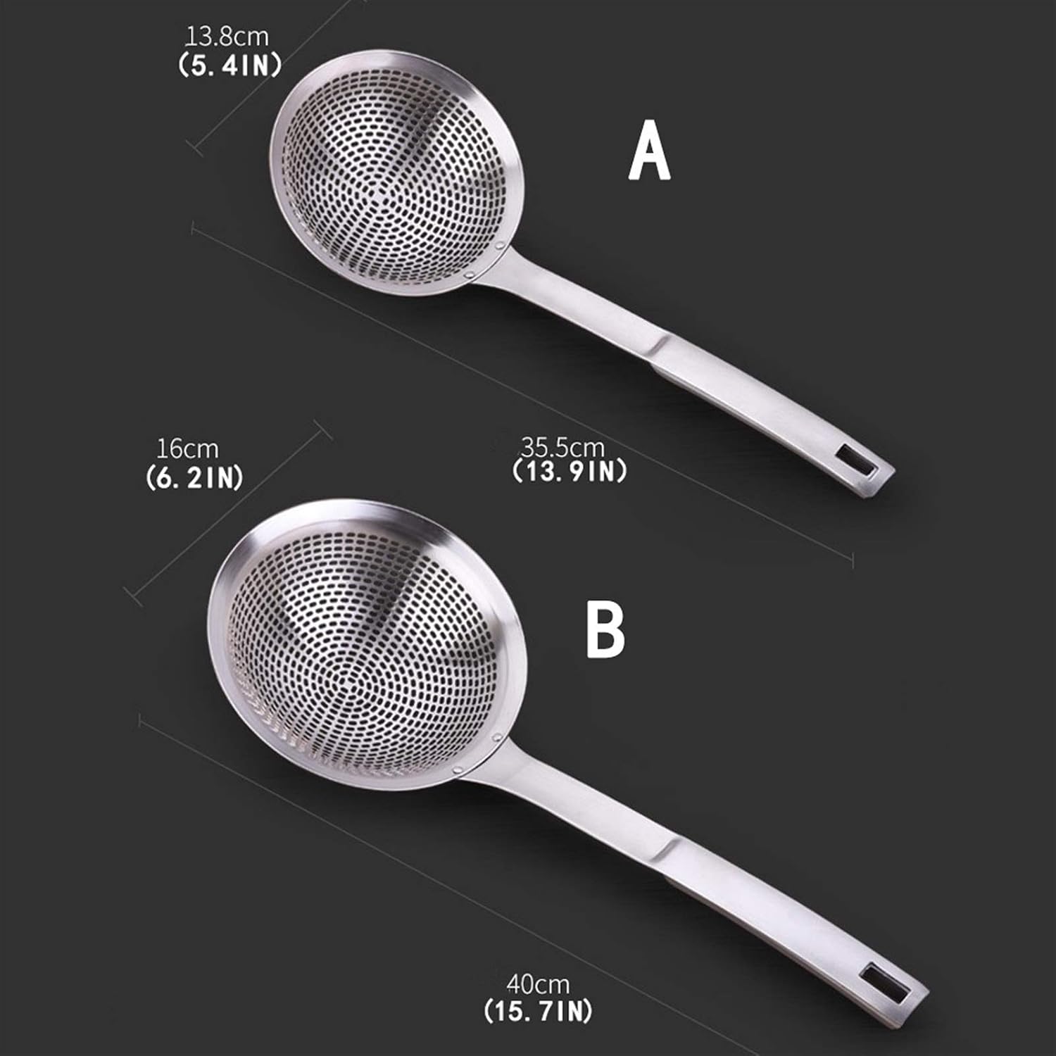 Leaky Spoon Extra Large Colander, Fine Filter, Stainless Steel Mesh Filter, Skimmer, Household Spoon, Drain Spoon Colander (Size : A), 20010125
