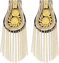 FINGERINSPIRE Metal Tassel Chain Shoulder Epaulets Epaulets Epaulets Epaulet Blazer Shoulder Board with Chains and Pin Brooch Detachable Tassel Link Chain Epaulet Epaulet, Iron