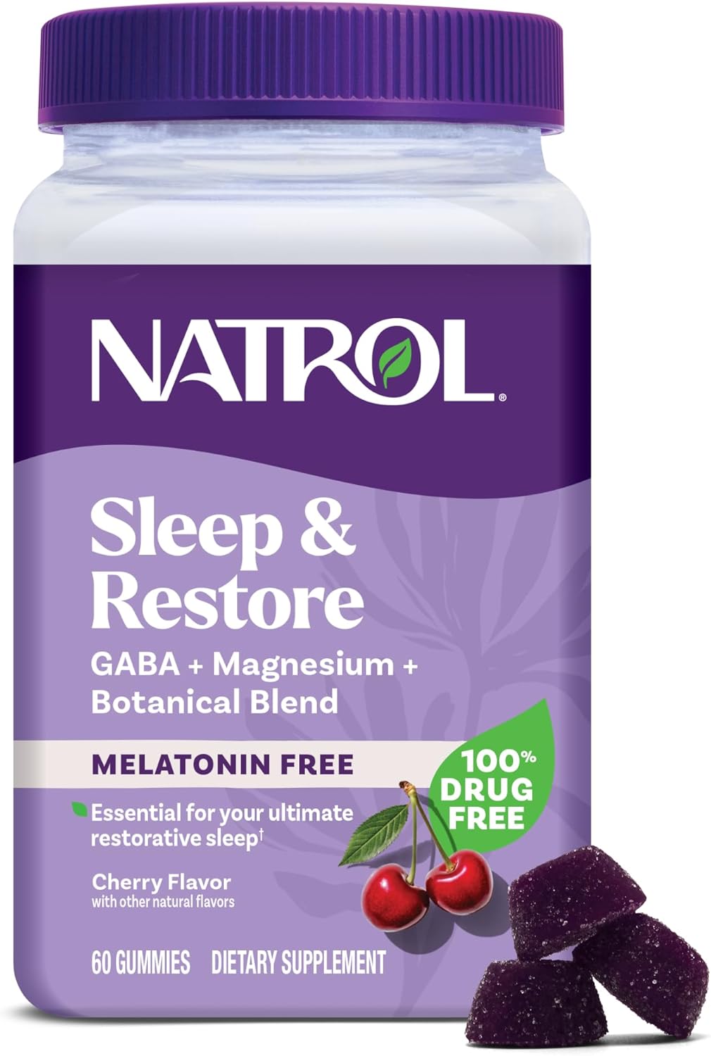 Natrol Sleep & Restore Magnesium Glycinate Blend Gummies, Magnesium for Sleep Aids for Adults, Melatonin-Free, Cherry Flavored, 30 Day Supply Natrol Sleep & Restore Magnesium Glycinate Blend Gummies, Magnesium for Sleep Aids for Adults, Melatonin-Free, Cherry Flavored, 30 Day Supply