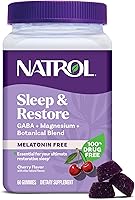 Vista 1 de Natrol Sleep & Restore - Gomitas de mezcla de glicinato de magnesio, magnesio para ayudar al sueño para adultos, sin melatonina, sabor a cereza