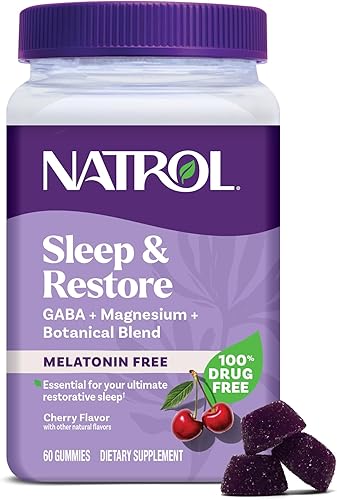 Natrol Sleep & Restore - Gomitas de mezcla de glicinato de magnesio, magnesio para ayudar al sueño para adultos, sin melatonina, sabor a cereza,