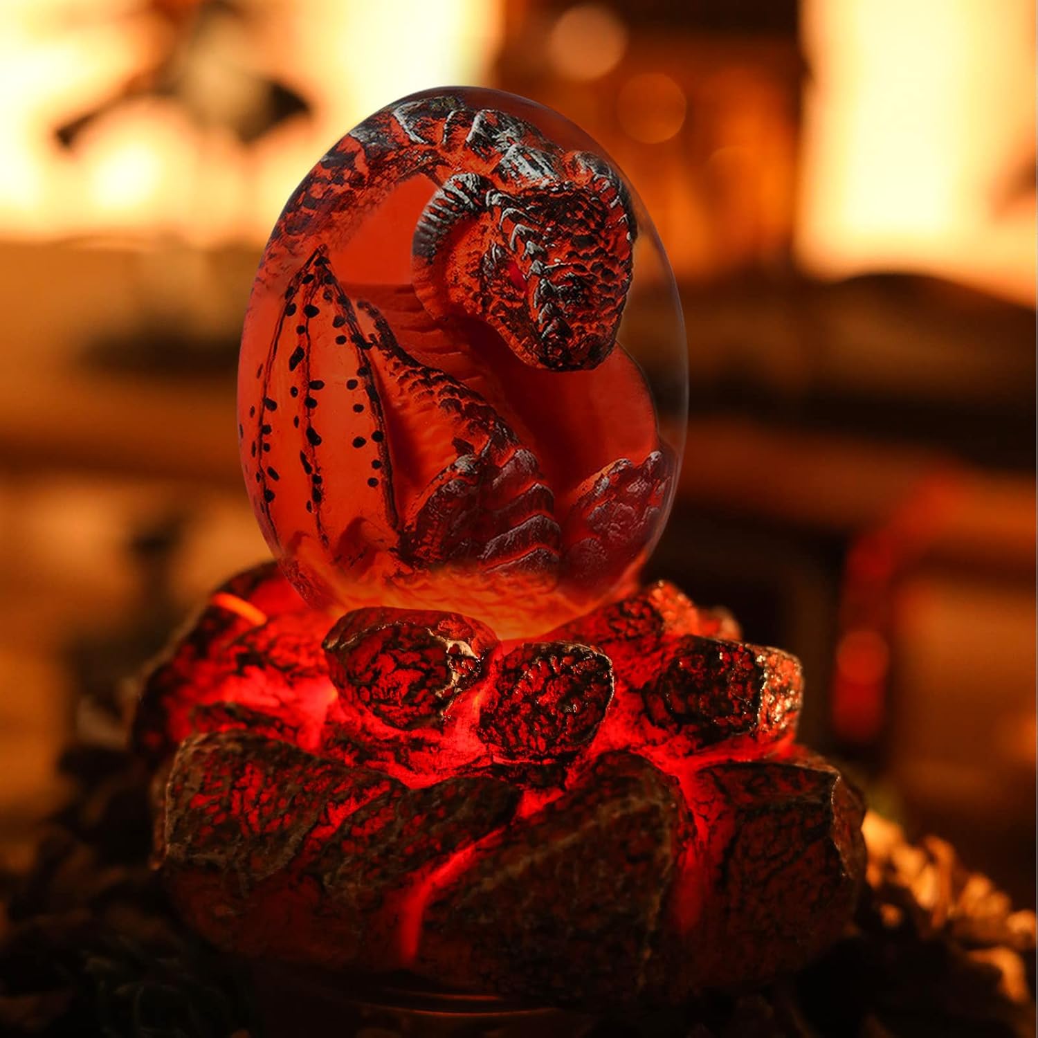 Lava Dragon Eggs with Lighted Base for Gifts & Decorations