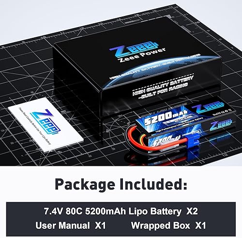 Miniatura 6 de Zeee 7.4V 2S Lipo batería 5200mAh 80C caso duro batería con enchufe EC3 para 18 110 RC vehículos coche RC Buggy Truggy RC avión dron (paquete de 2)