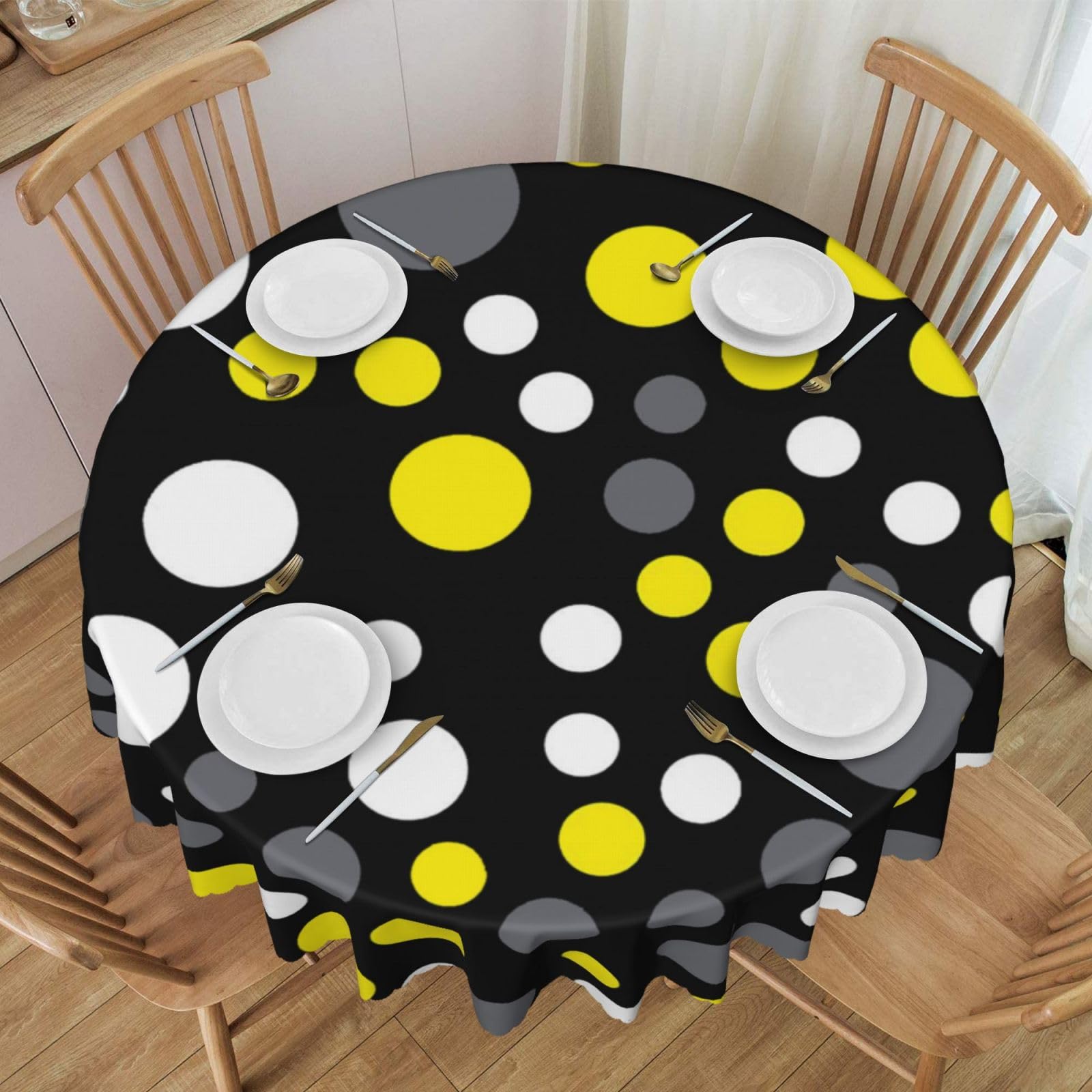 Nappe ronde à pois de 350 pouces lavable en polyester résistant