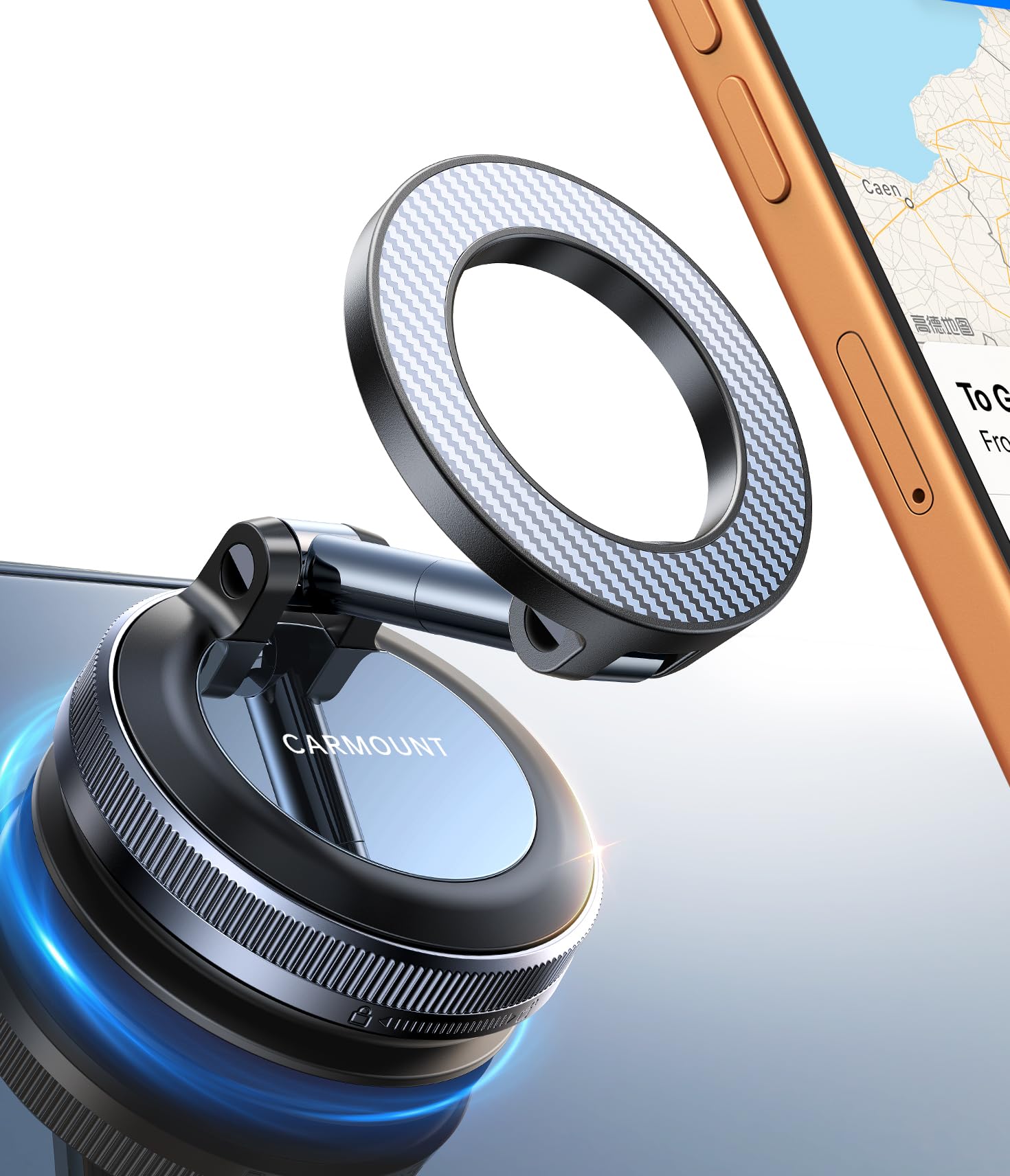 mag-carmount for Magsafe Car Mount carmount 2.0 Magnetic Phone Mount【Flexible Mount】Vacuum Magnetic Phone Holder for Car【90+LBS Strong Suction, 2400gf